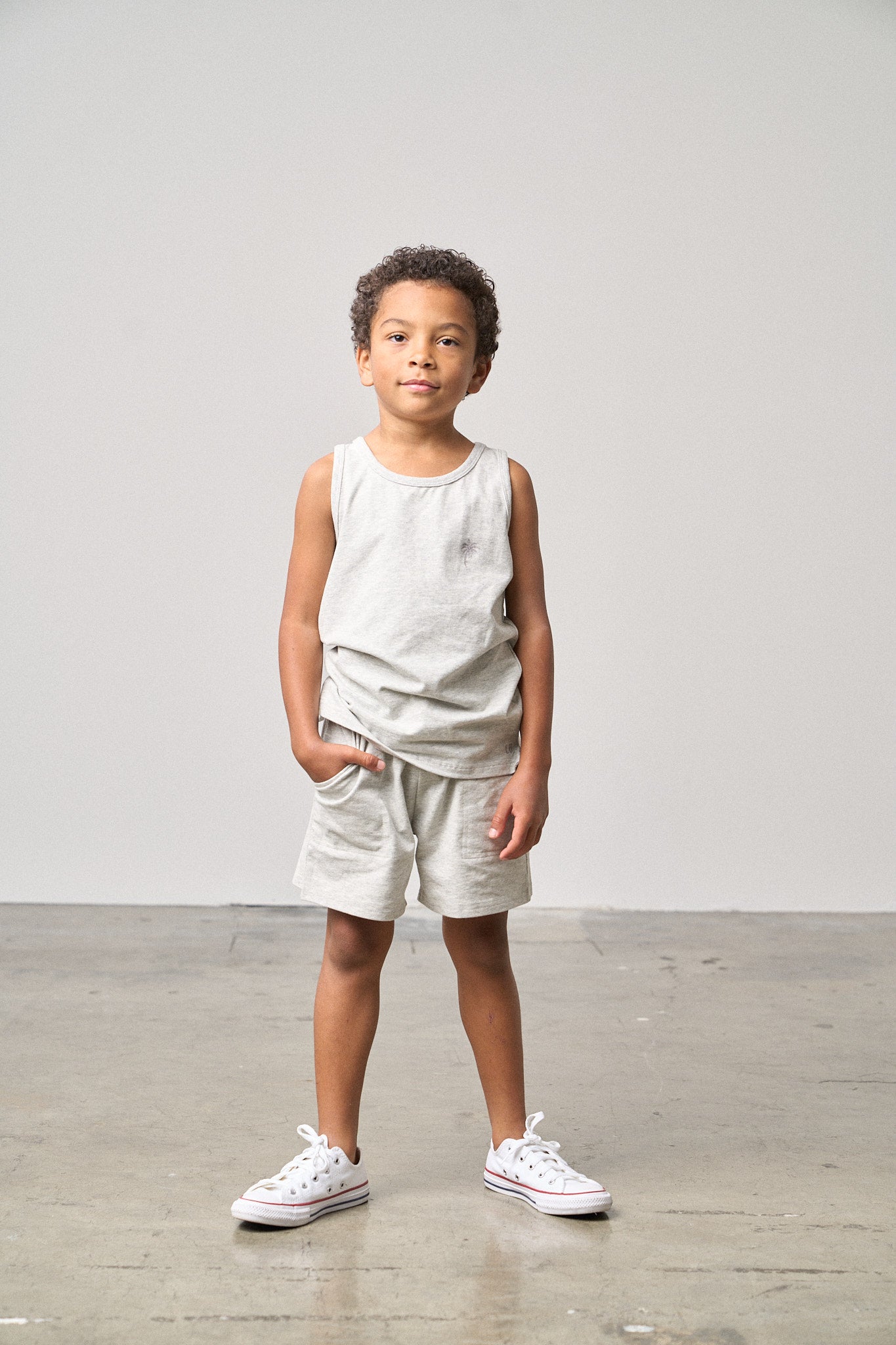 Palm Jersey Tank - Light Heather Grey