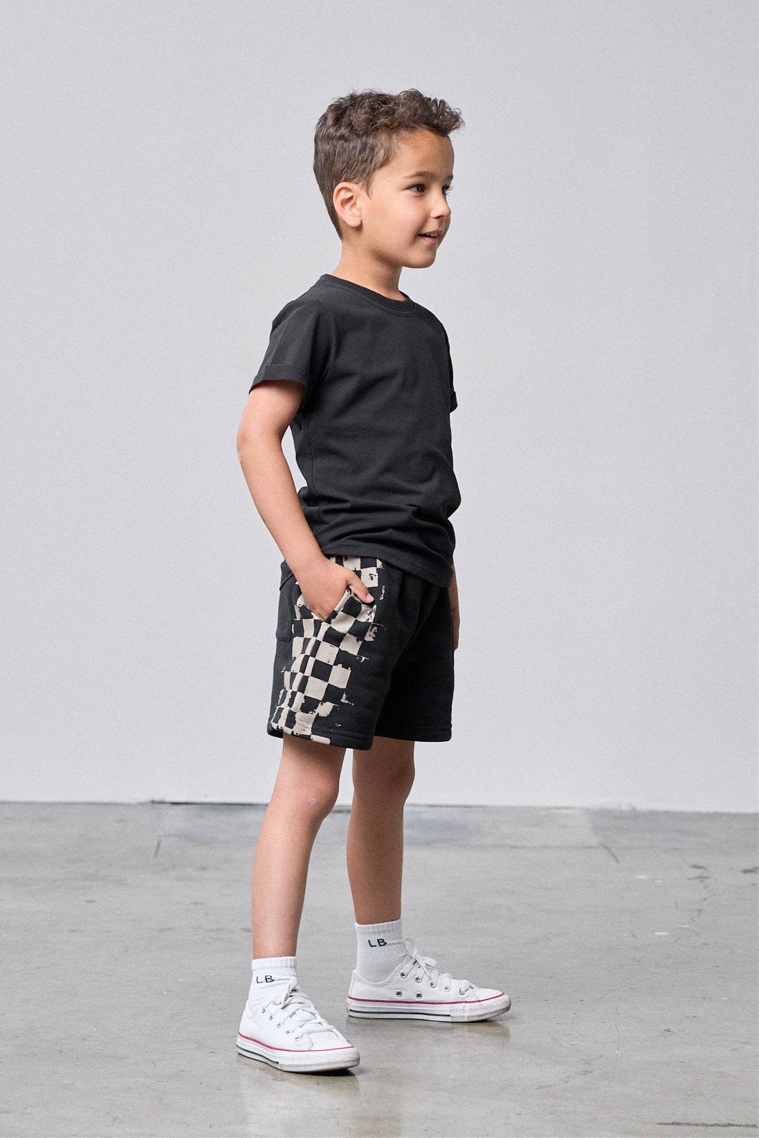 Side Check Sweatshort - Black