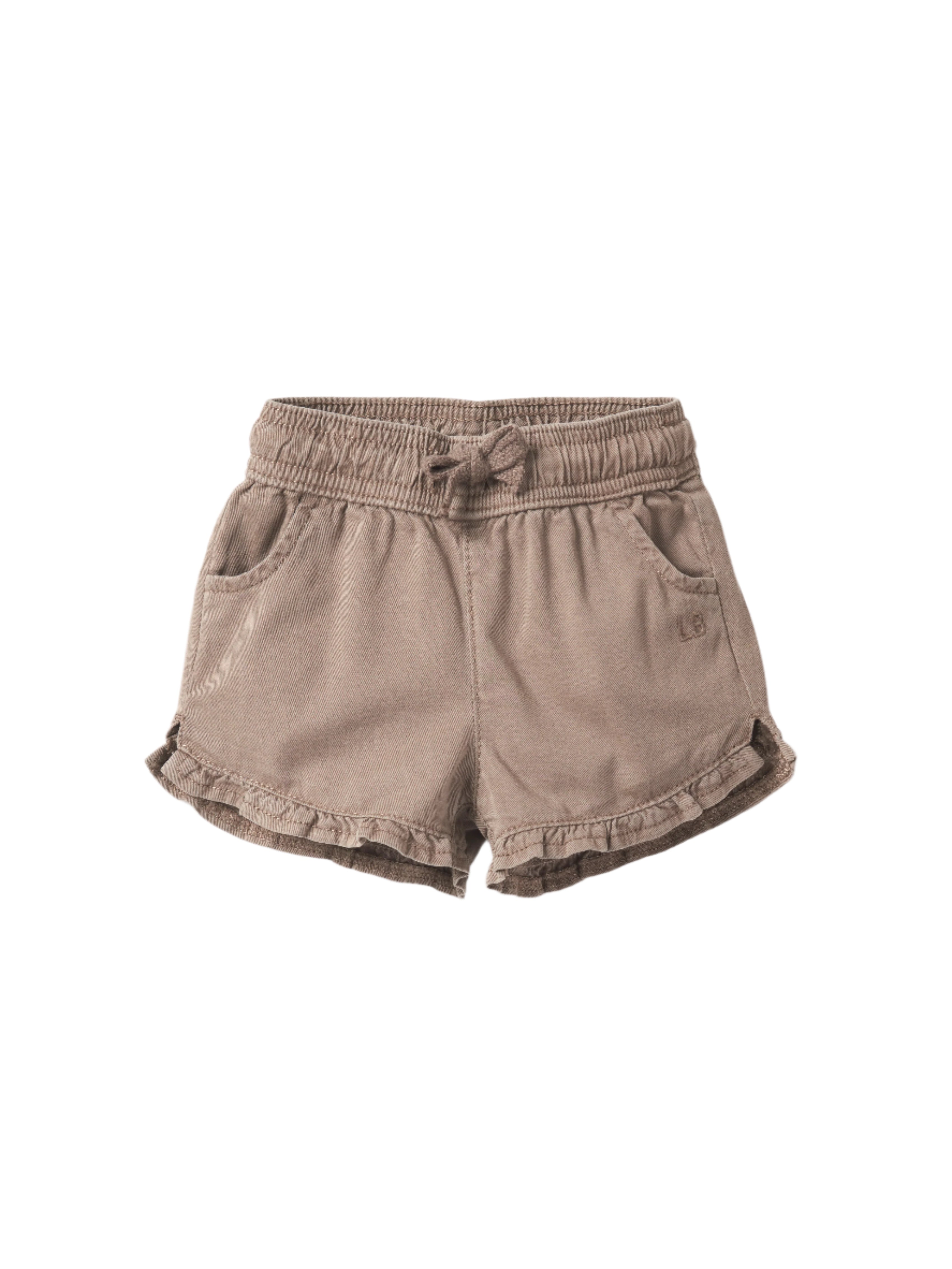 Ruffle Cotton Twill Short - Mushroom