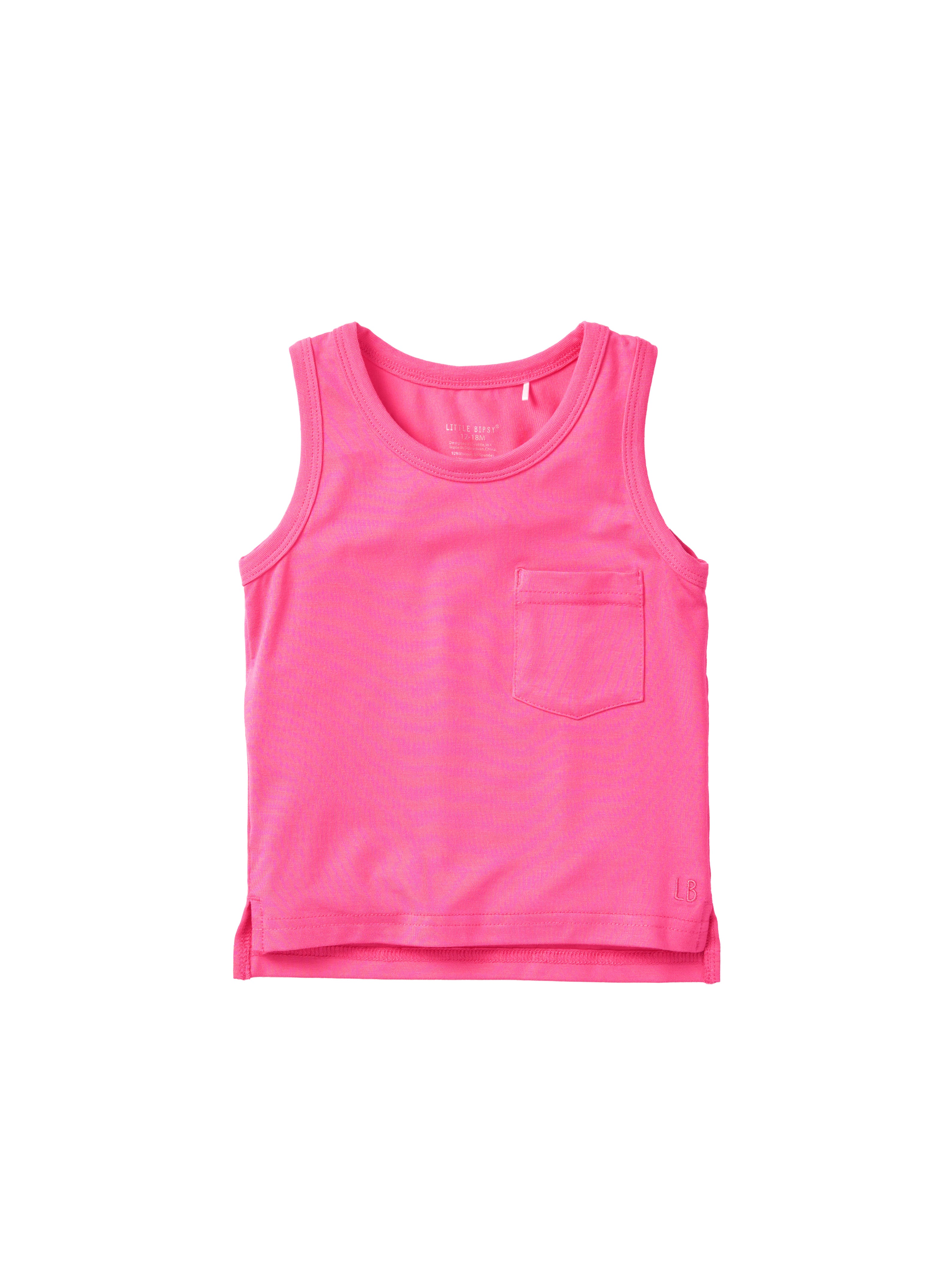 Neon Bamboo Pocket Tank - Pink