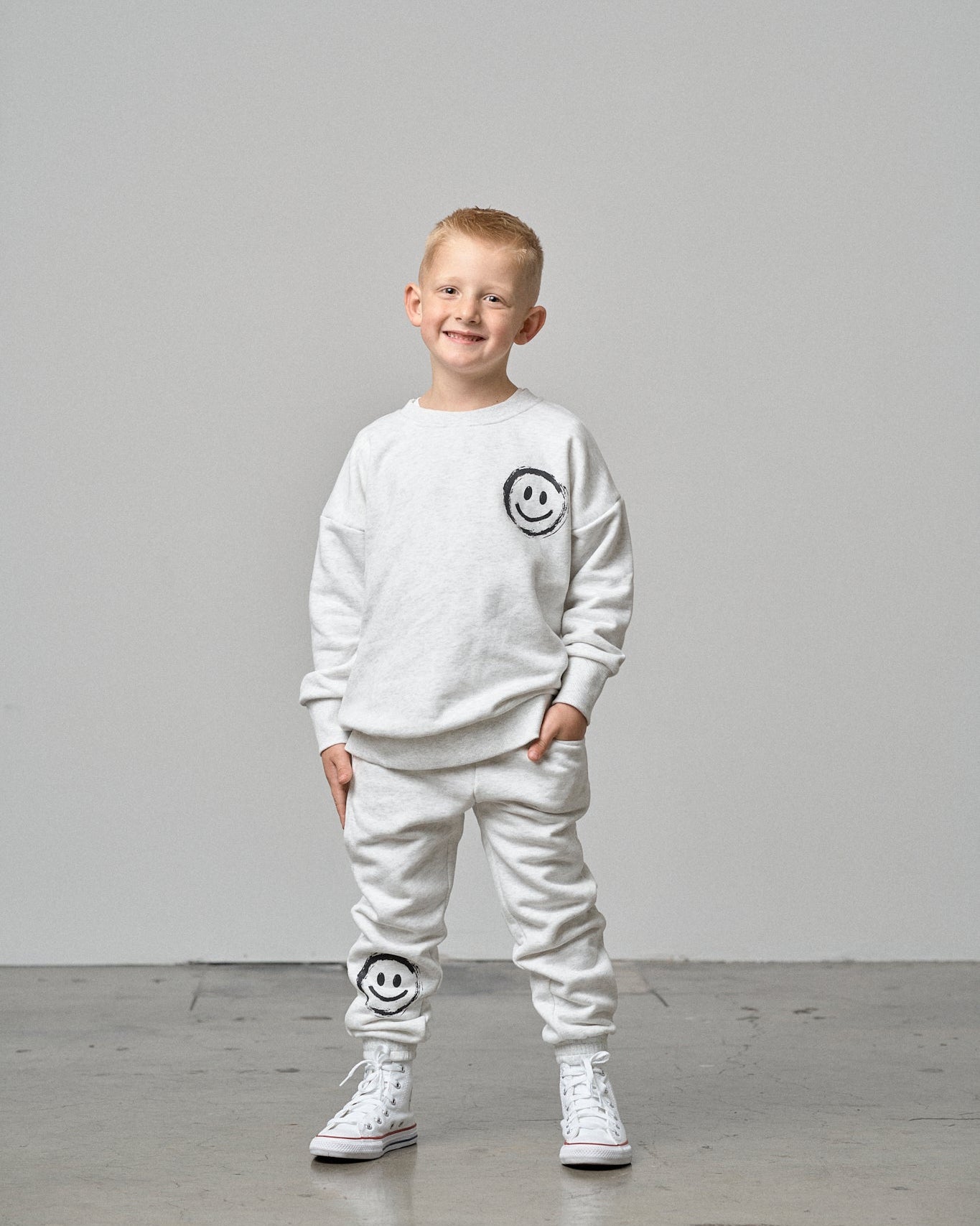 Happy Day Elevated Crewneck - Light Heather Grey