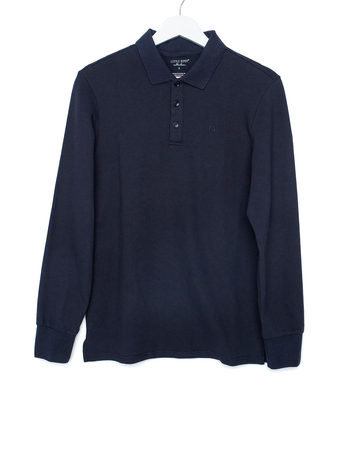 Adult Basic Long Sleeve Polo Shirt - Navy