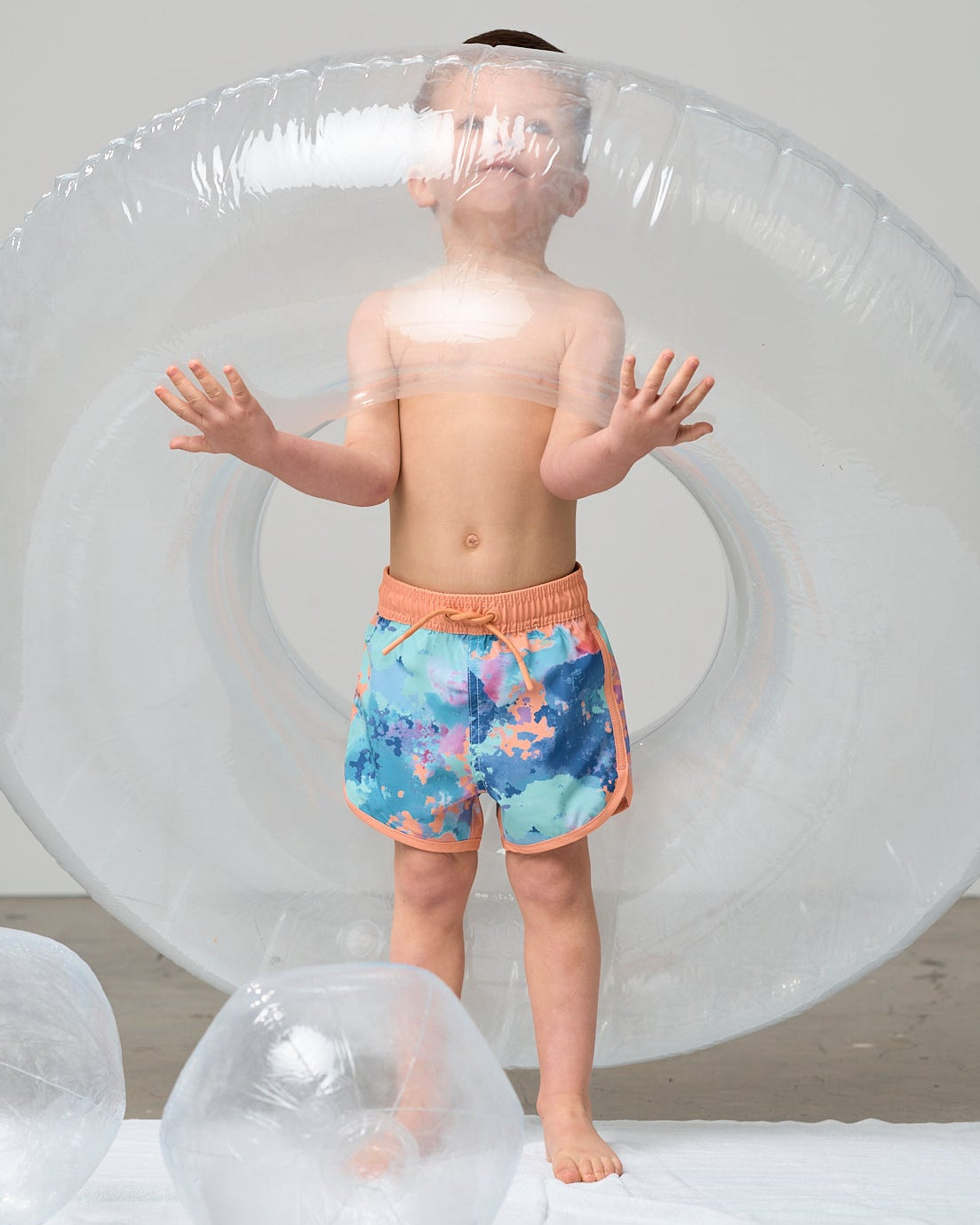 Boy's Swim Short - Melon Watercolor