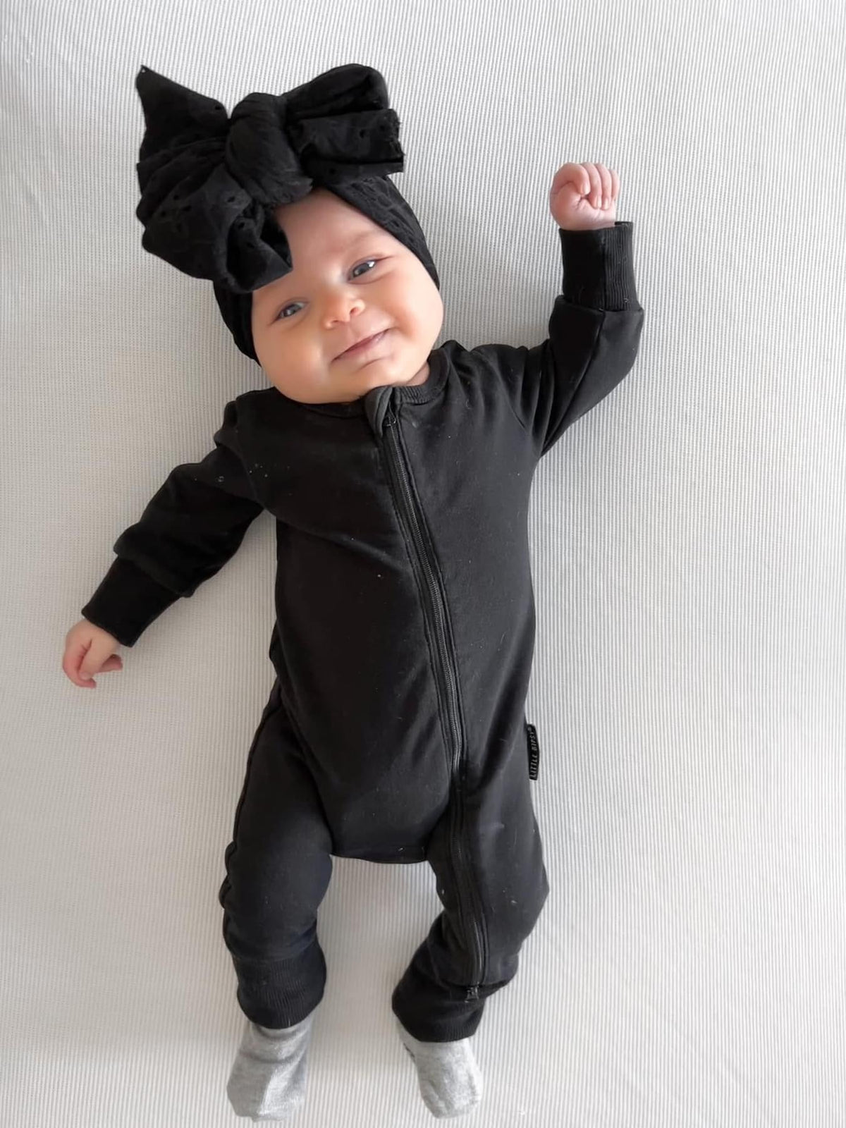 2-Way Zip Romper - Black - Little Bipsy
