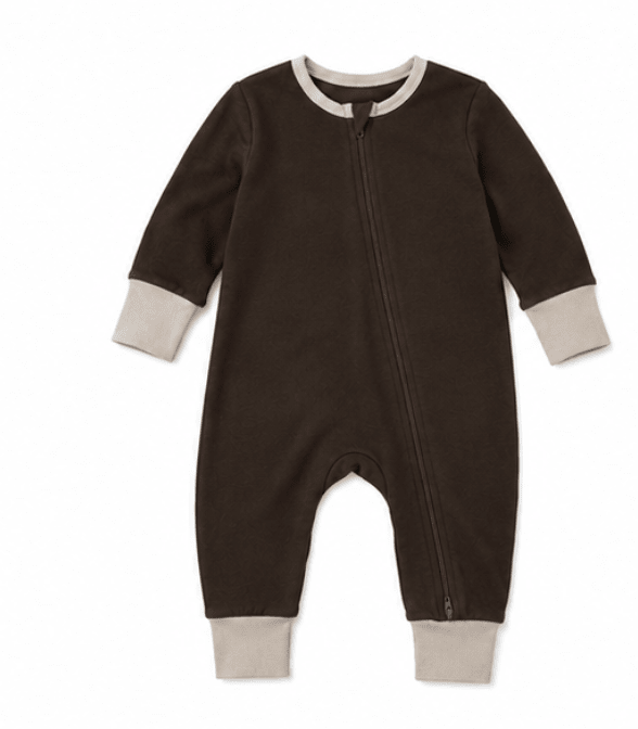 2 - Way Zip Romper - Brown/Cream - Little Bipsy