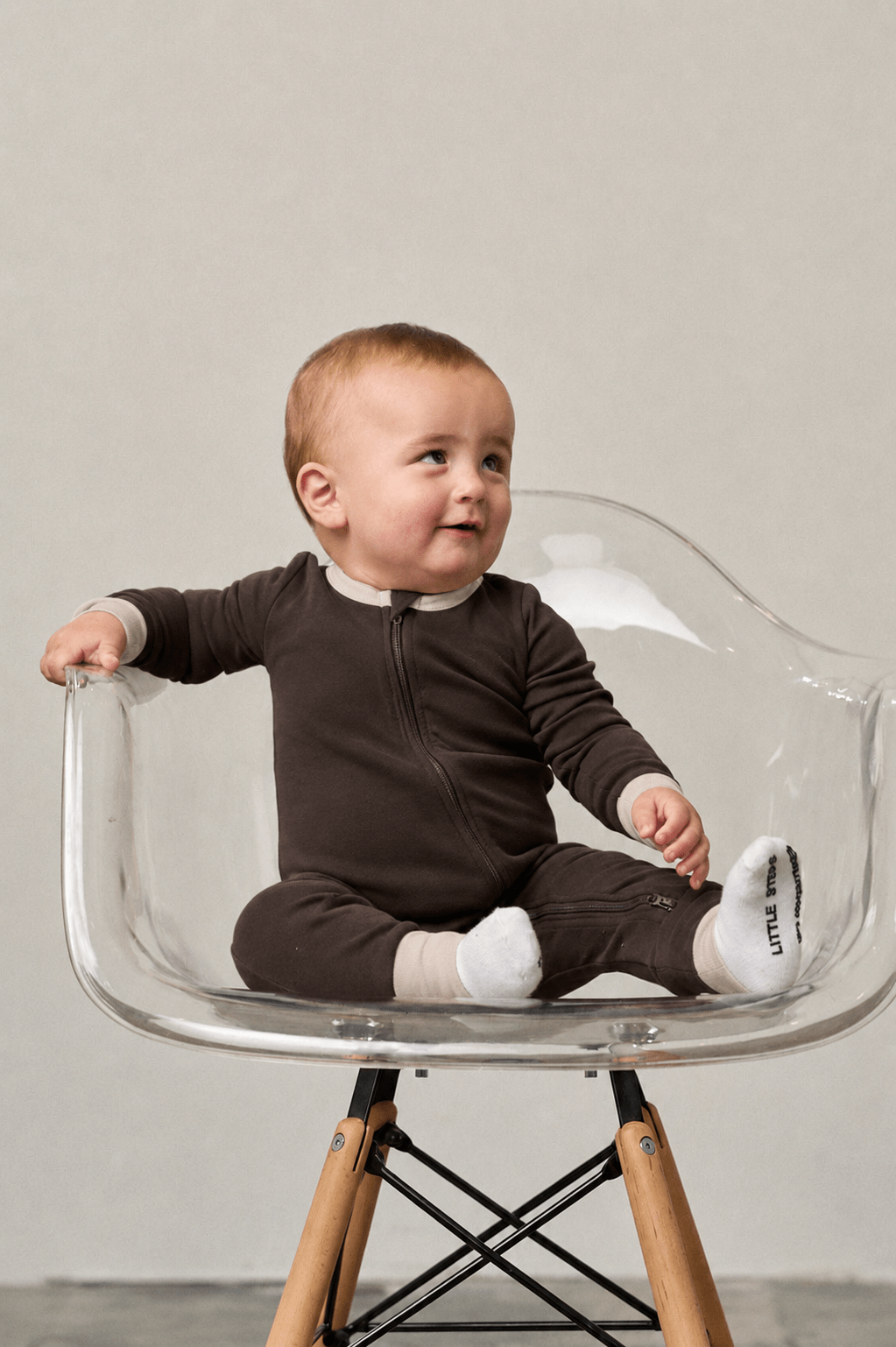2 - Way Zip Romper - Brown/Cream - Little Bipsy