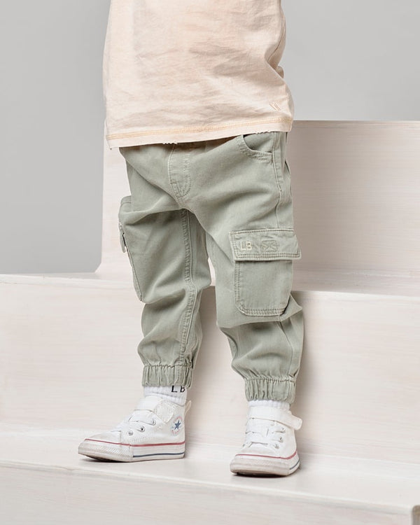 Cotton Twill Cargo Jogger - Agave