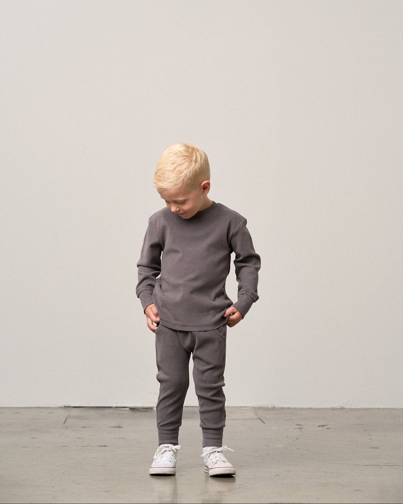 Long Sleeve Ribbed Tee - Graphite