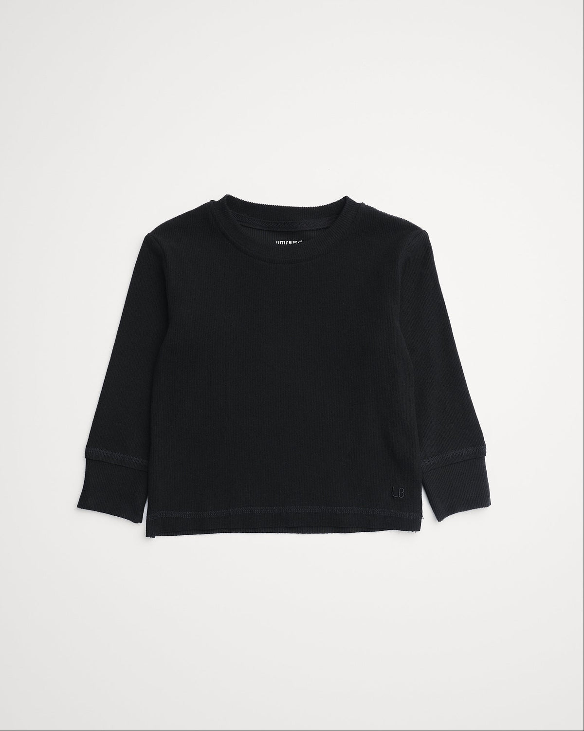 Long Sleeve Ribbed Tee - Black