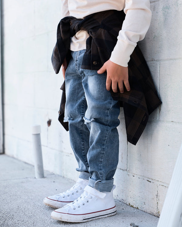 Relaxed Fit Distressed Denim
