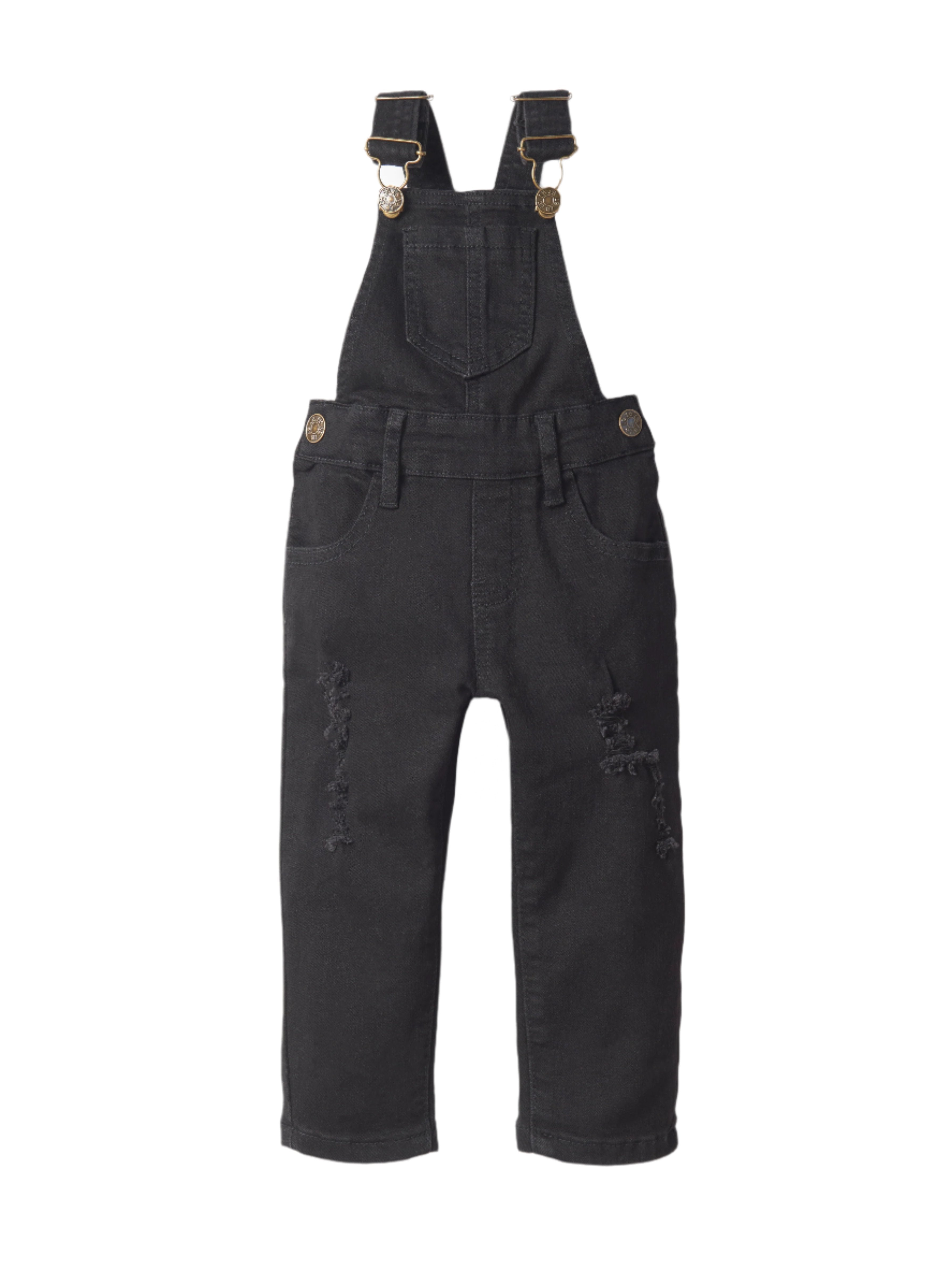 Distressed Denim Overall - Black Wash