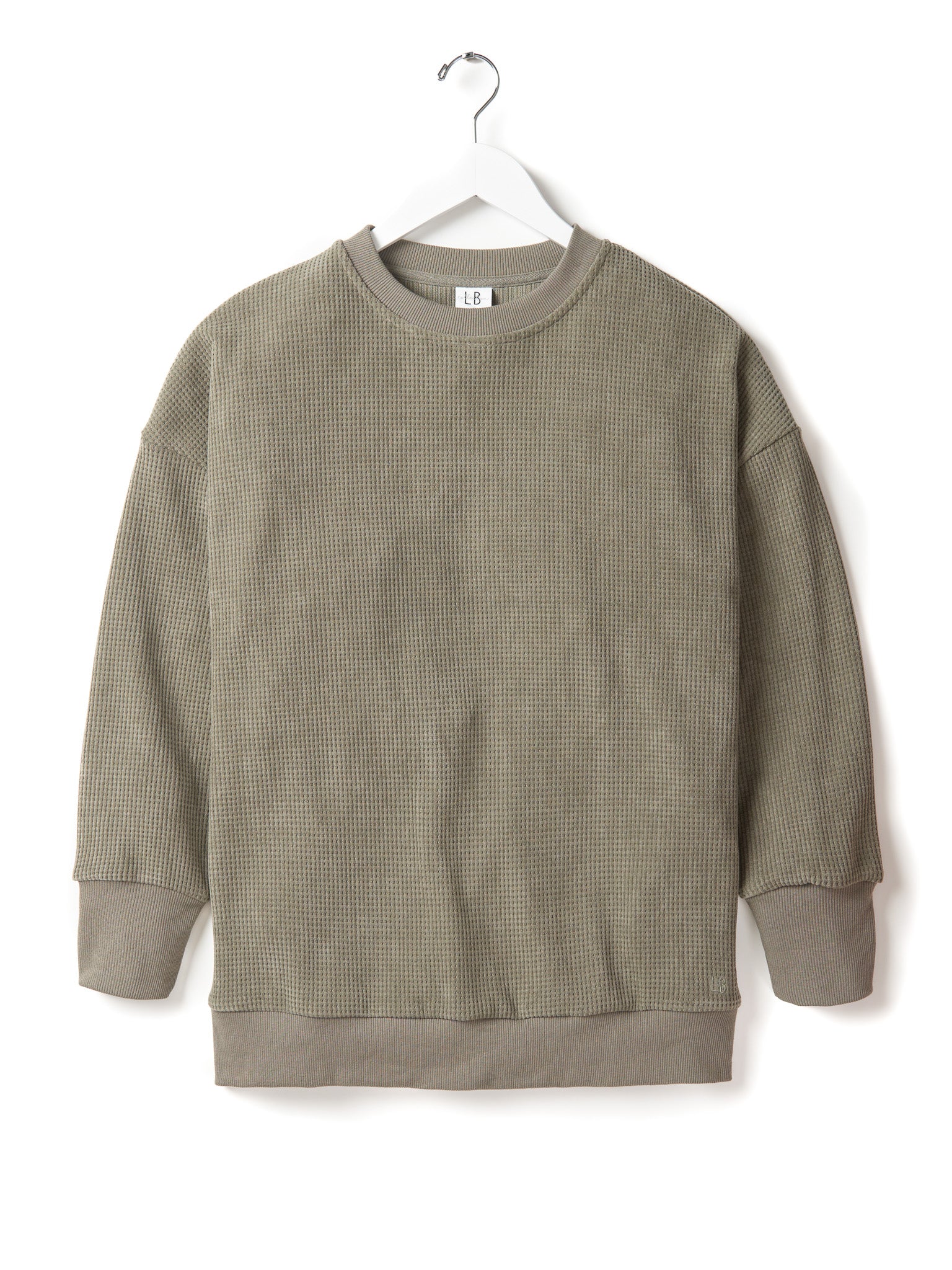 Adult Elevated Waffle Crewneck - Army Green