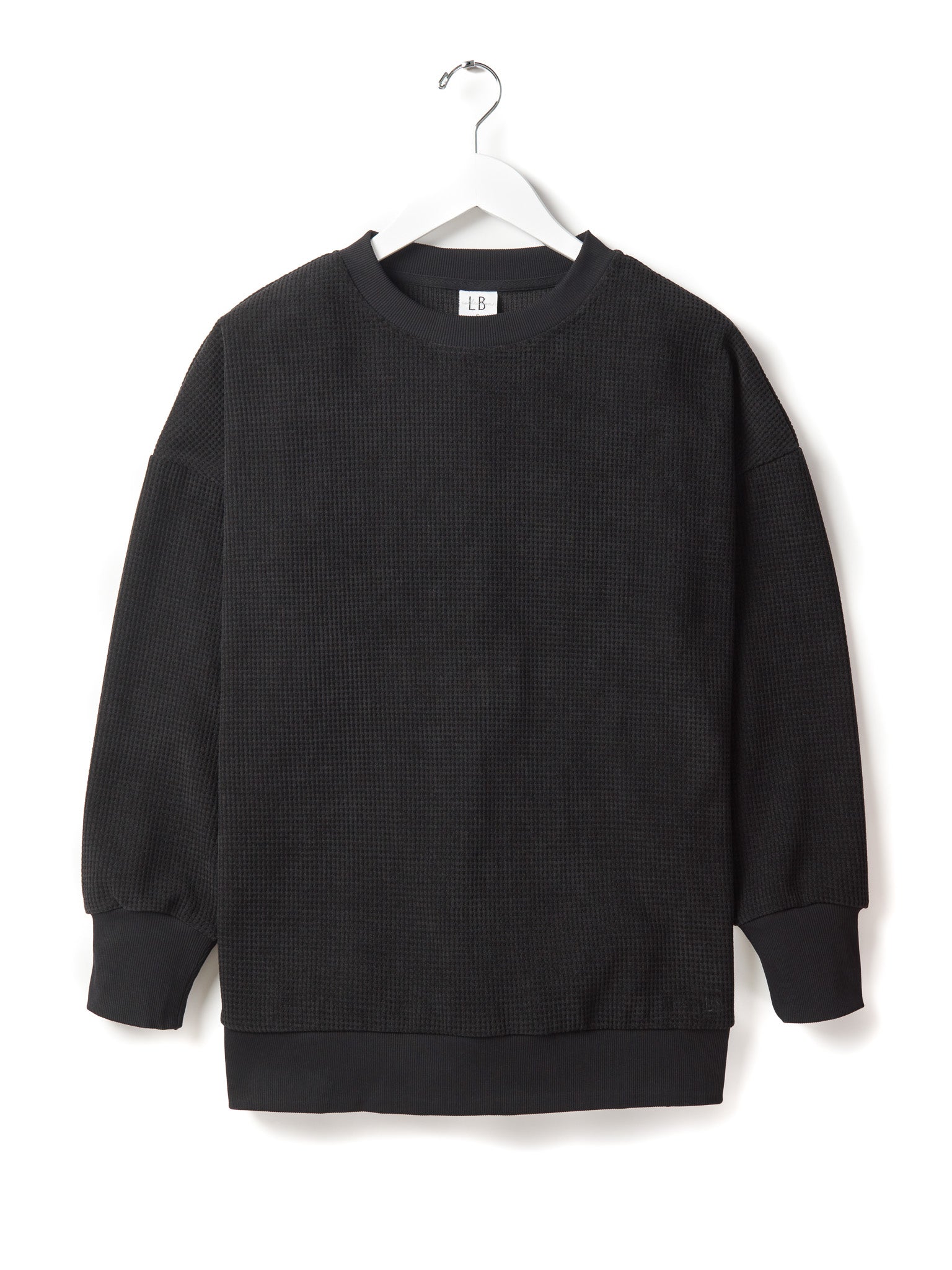 Adult Elevated Waffle Crewneck - Black