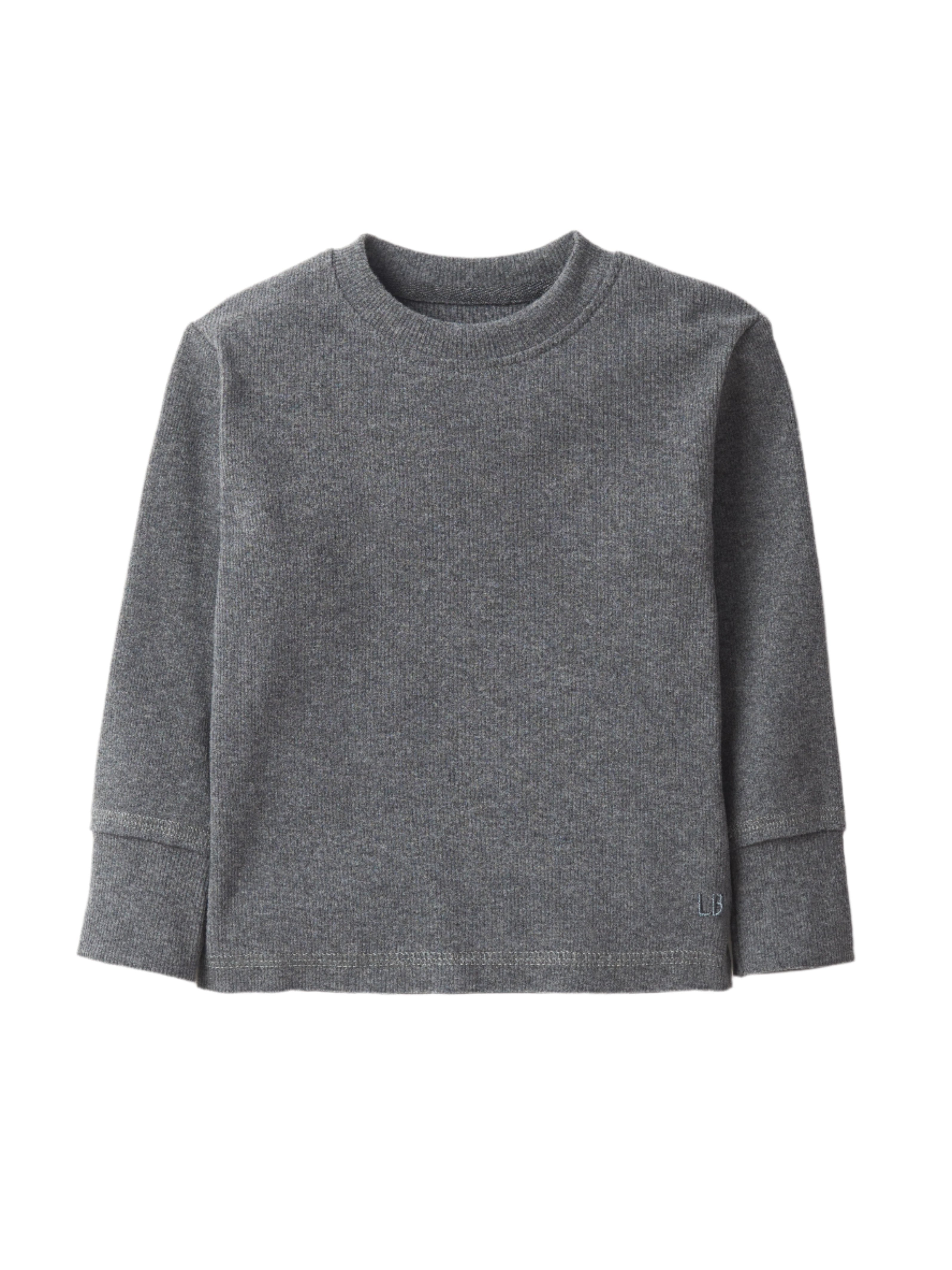 Long Sleeve Ribbed Tee - Heathered Charcoal