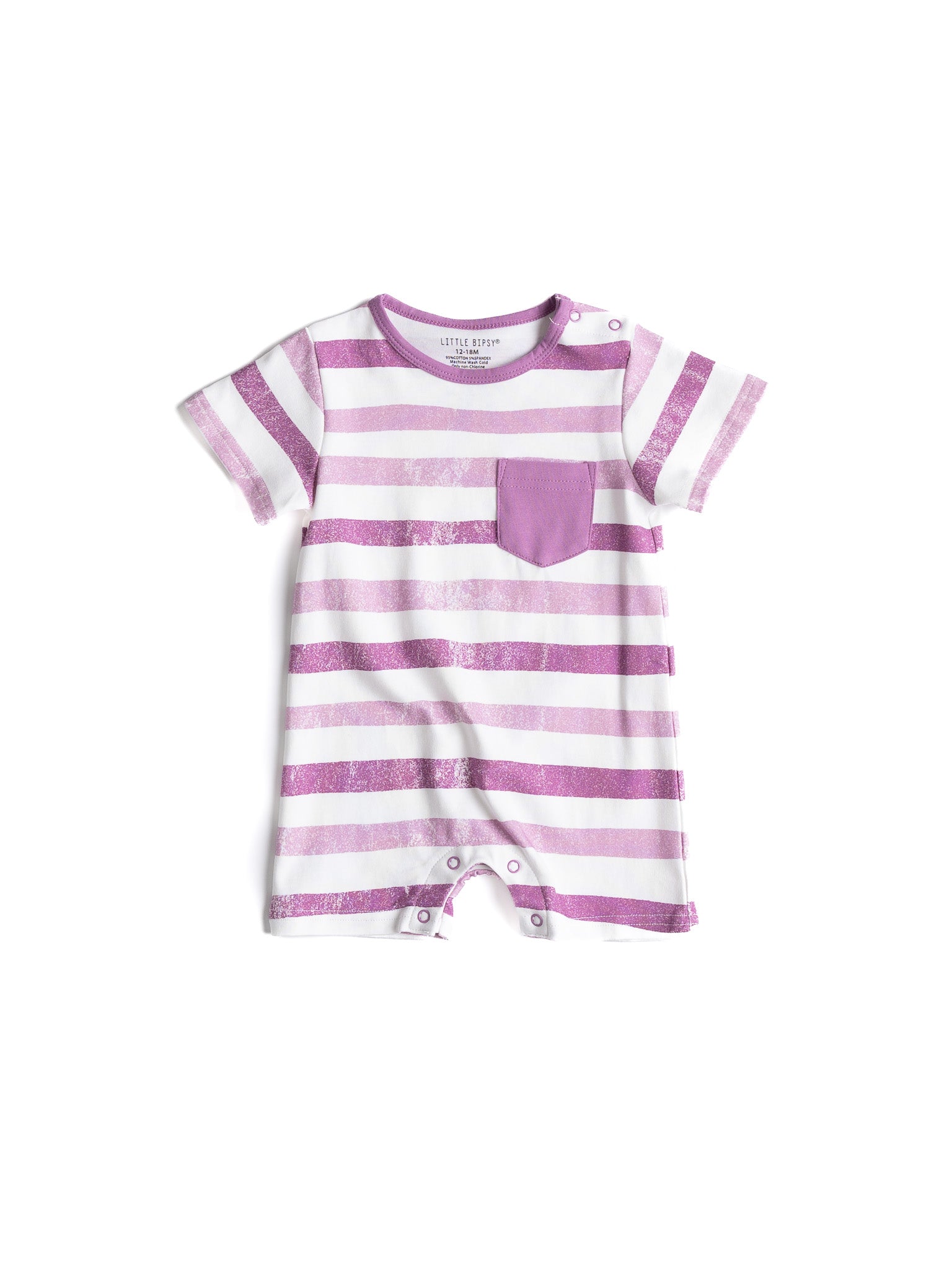 Watercolor Striped Shorty Romper - Dusty Plum