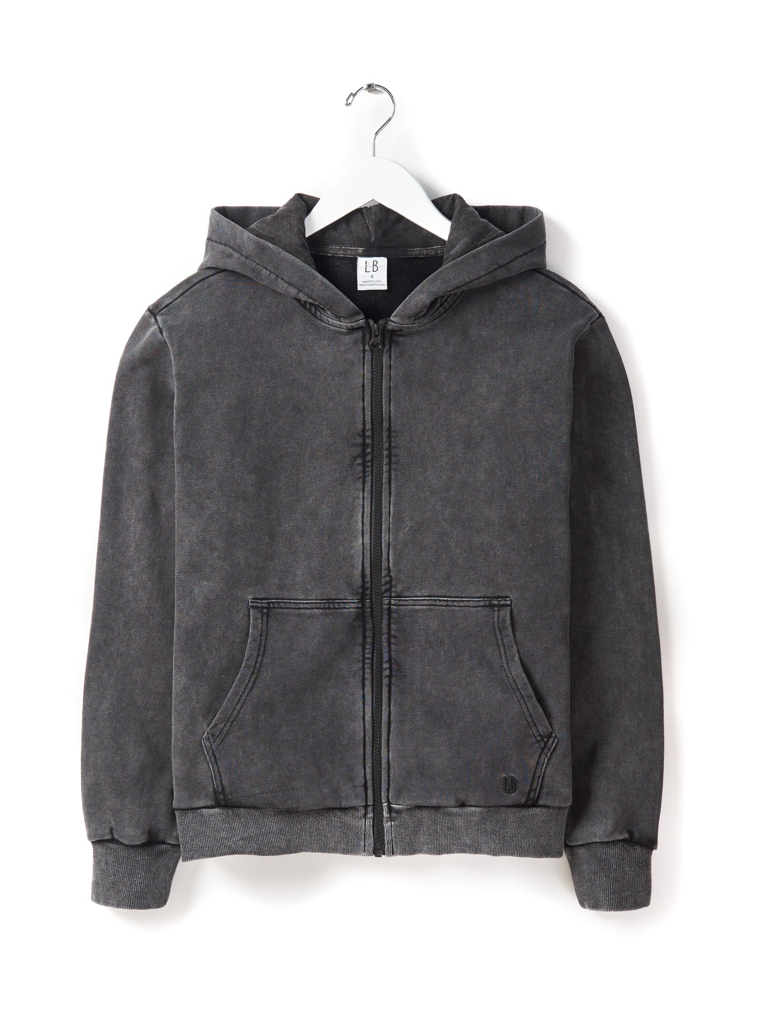 Adult Acid Wash Zip Hoodie - Black