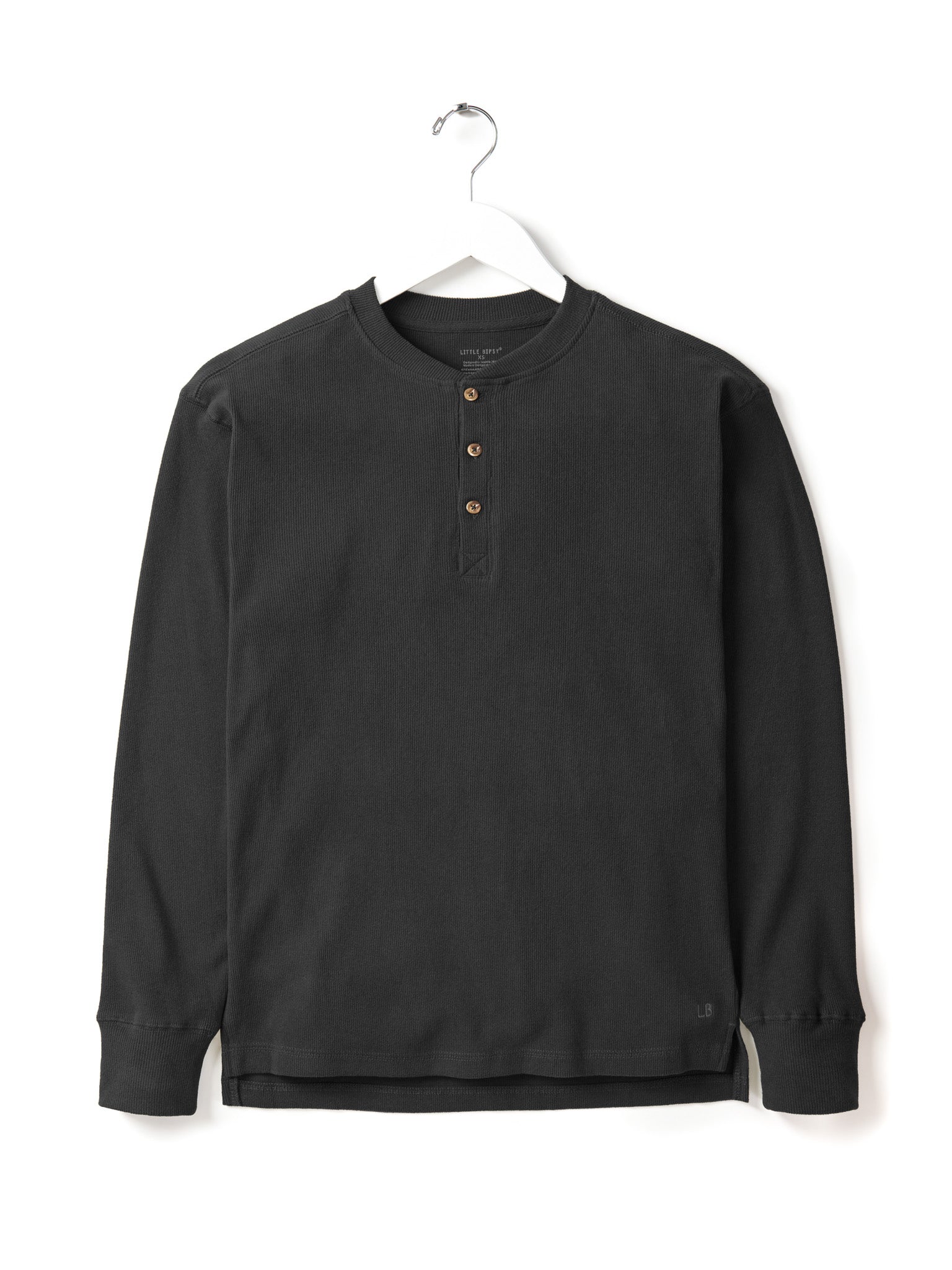 Adult Ribbed Henley - Black