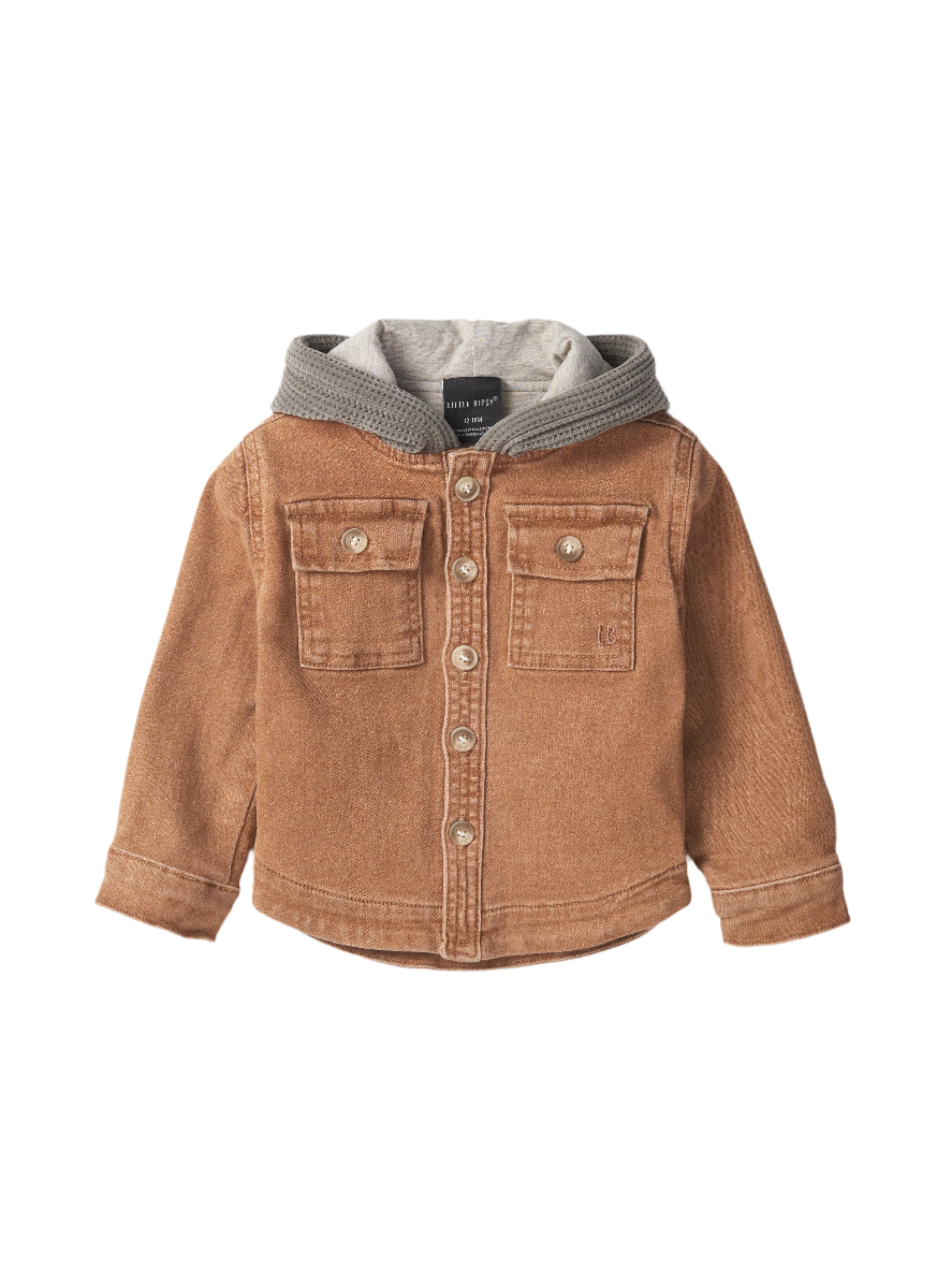 Hooded Denim Shacket - Camel