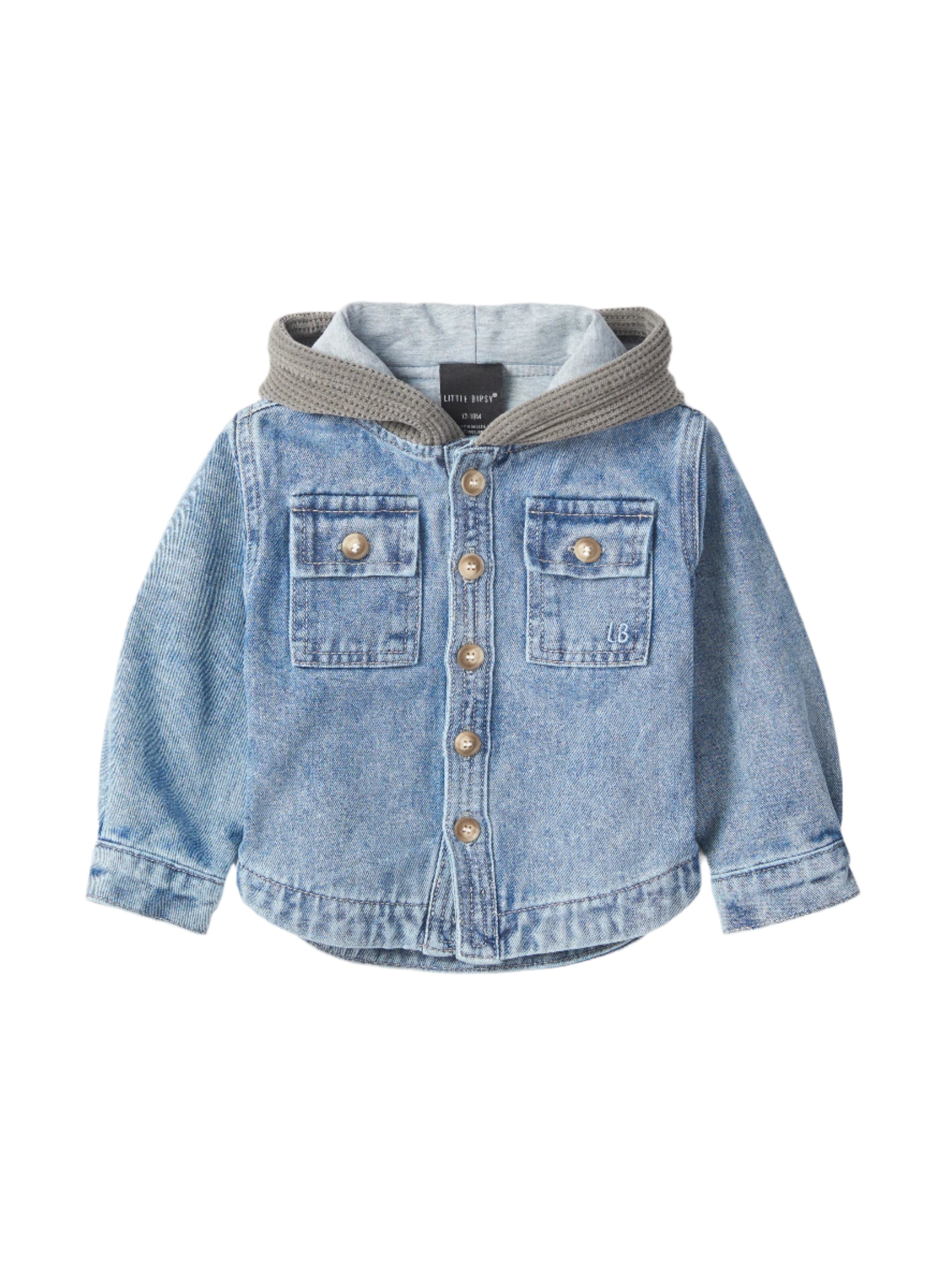 Hooded Denim Shacket - Light Wash