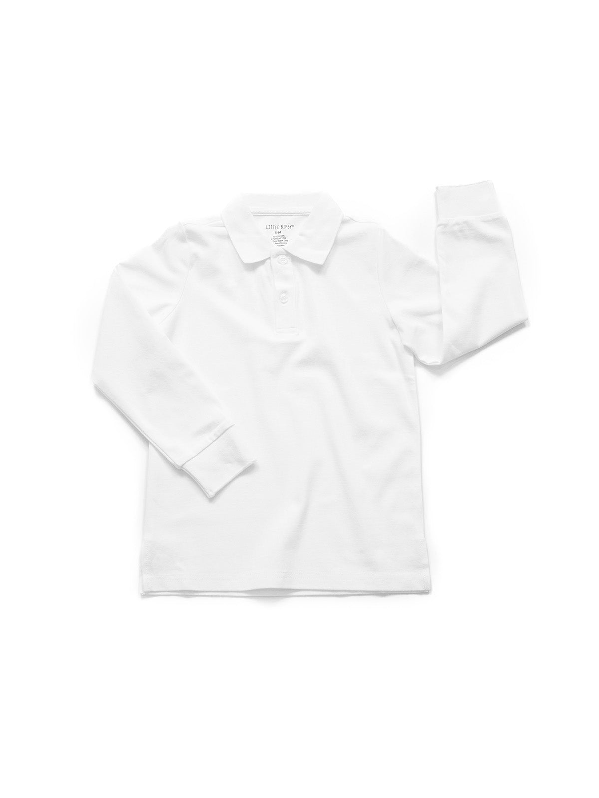 Basic Long Sleeve Polo Shirt - White