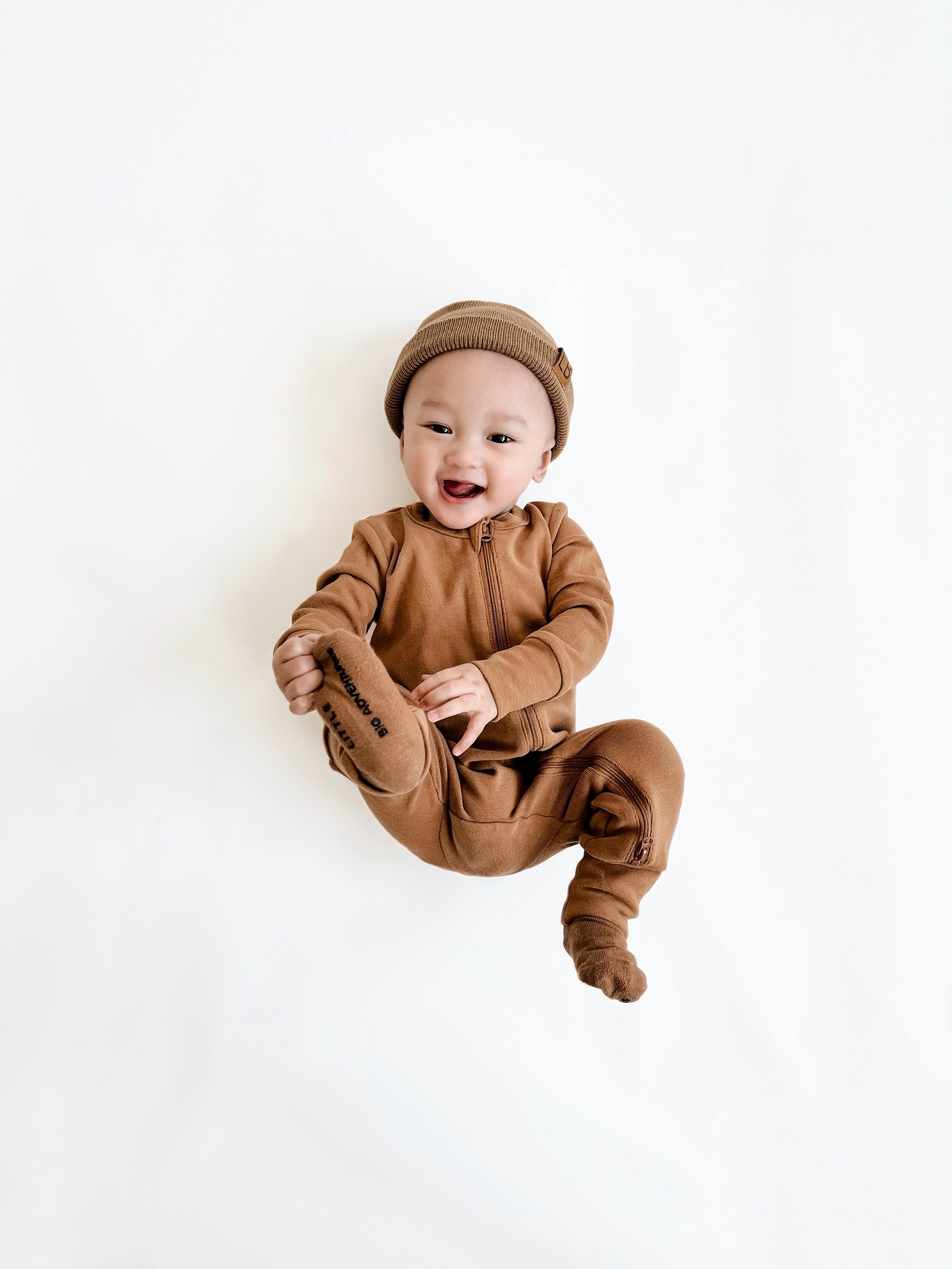 2-Way Zip Romper - Caramel