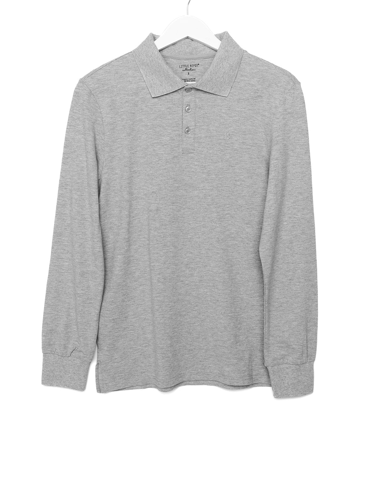 Adult Basic Long Sleeve Polo Shirt - Grey - Little Bipsy