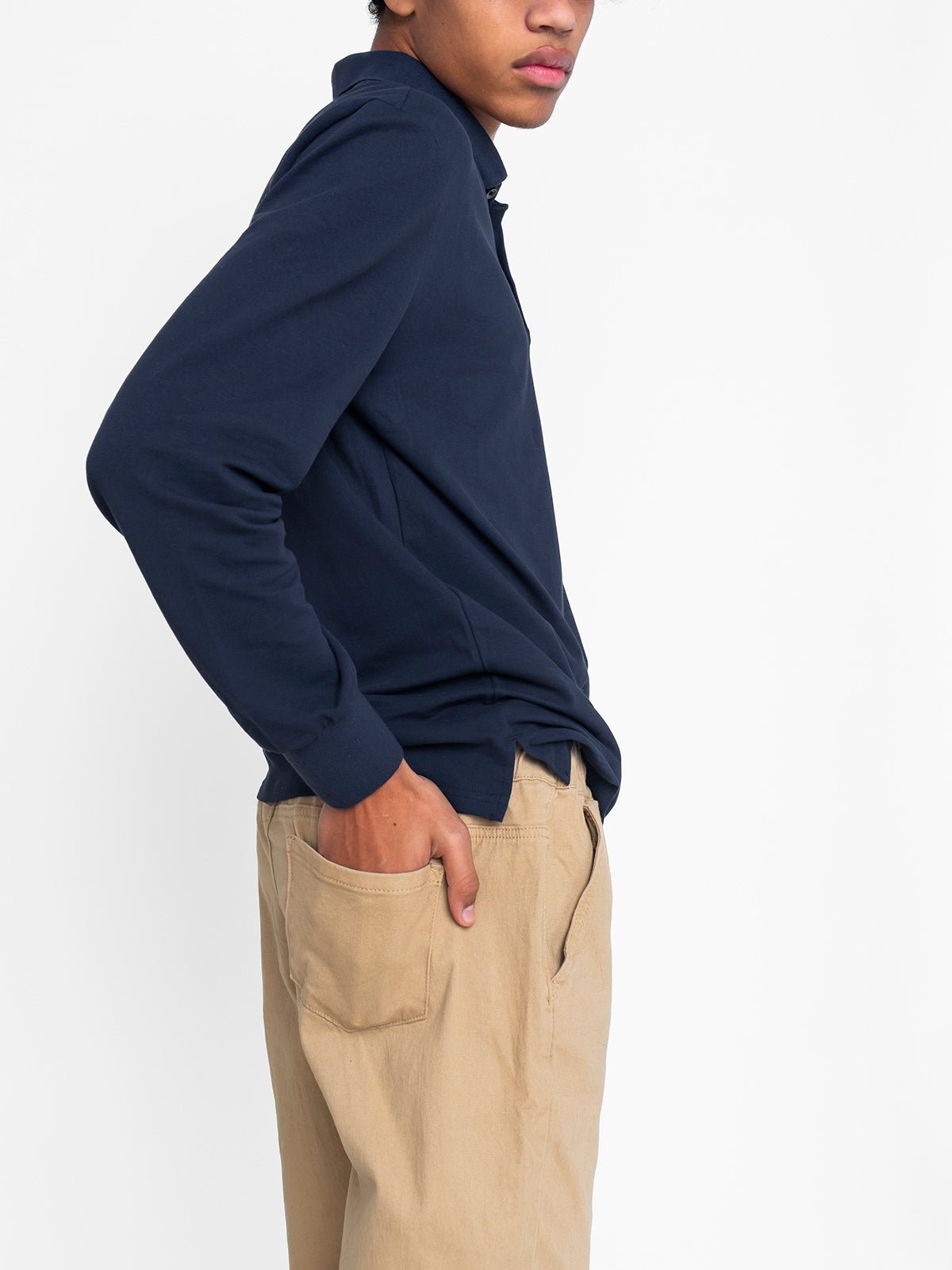 Adult Basic Long Sleeve Polo Shirt - Navy - Little Bipsy