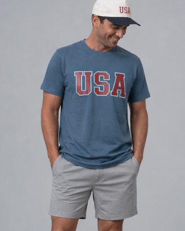 Adult USA Elevated Tee - Worn Indigo - Little Bipsy