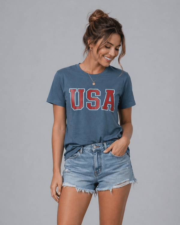 Adult USA Elevated Tee - Worn Indigo - Little Bipsy