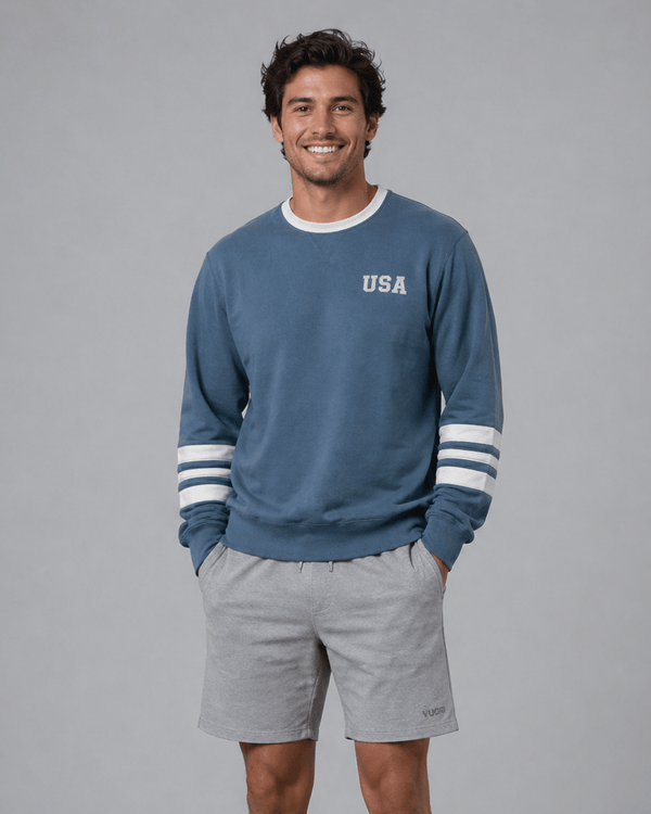Adult USA Lightweight Crewneck - Worn Indigo - Little Bipsy