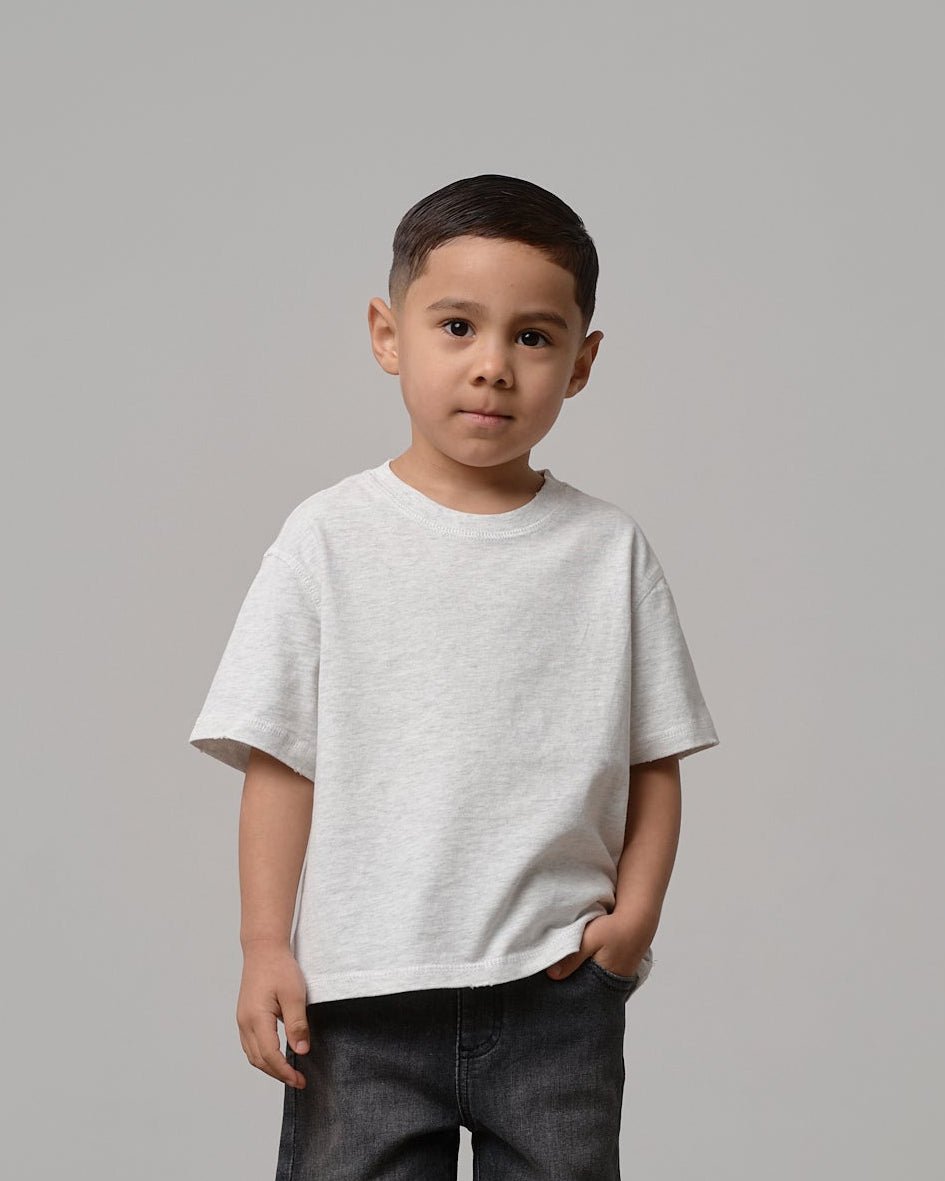 Athletic Boxy Tee - Light Heather Grey - Little Bipsy