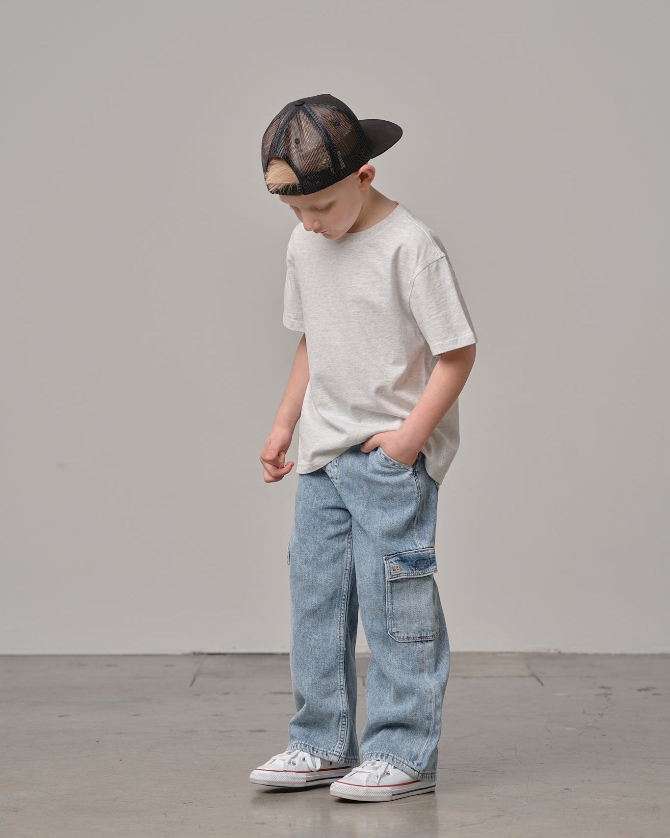 Athletic Boxy Tee - Light Heather Grey - Little Bipsy