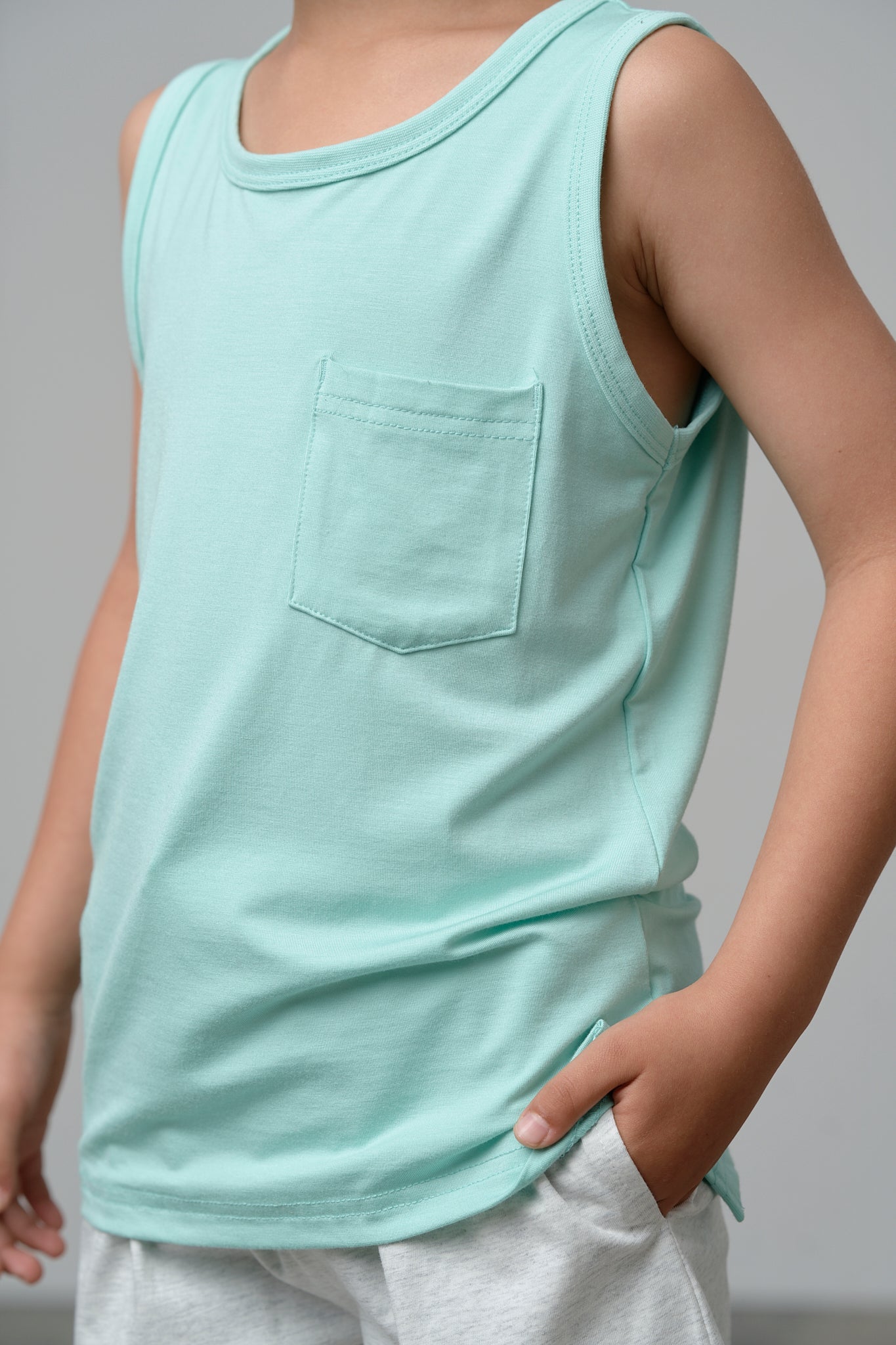Bamboo Pocket Tank - Mint - Little Bipsy