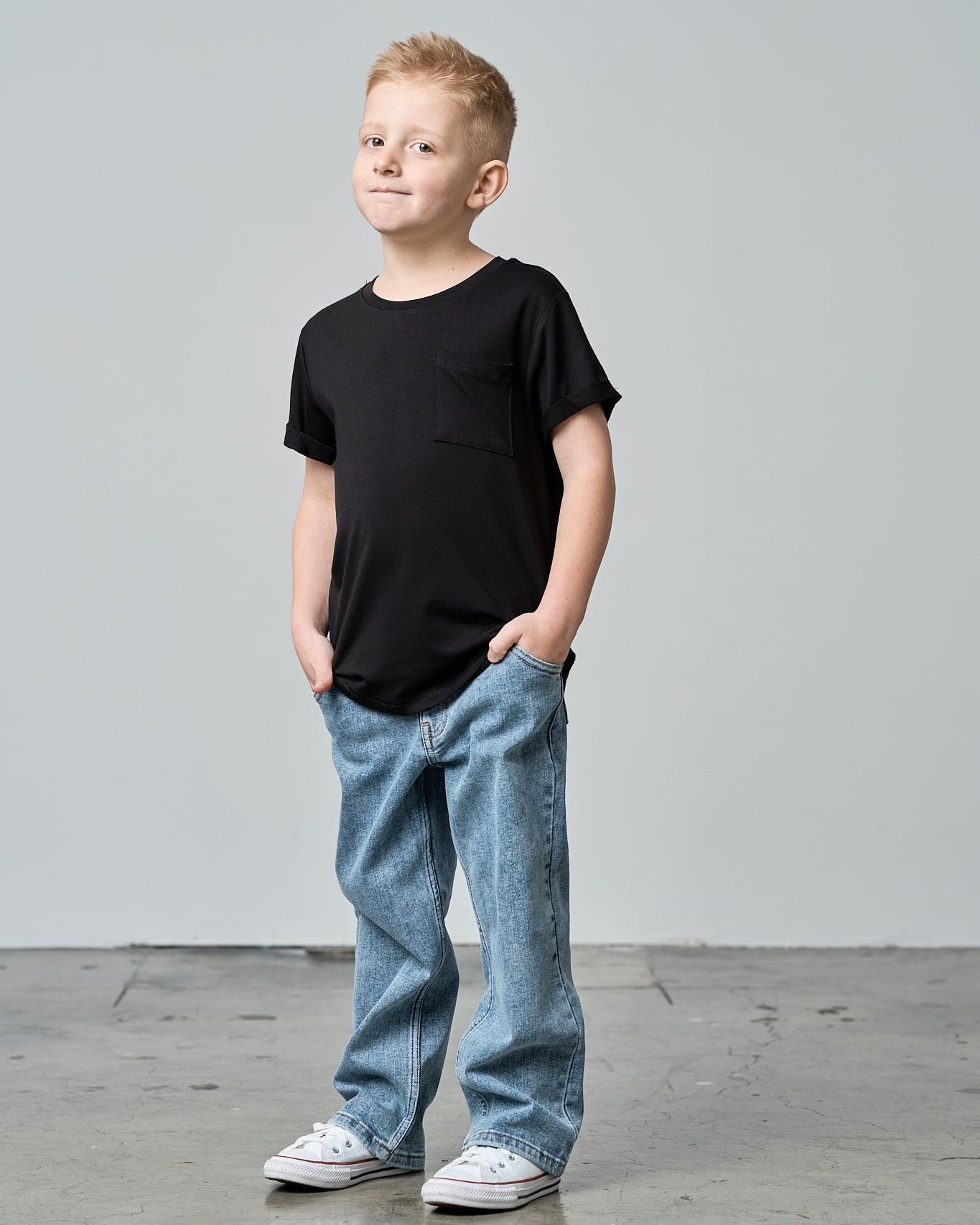 Bamboo Pocket Tee - Black - Little Bipsy