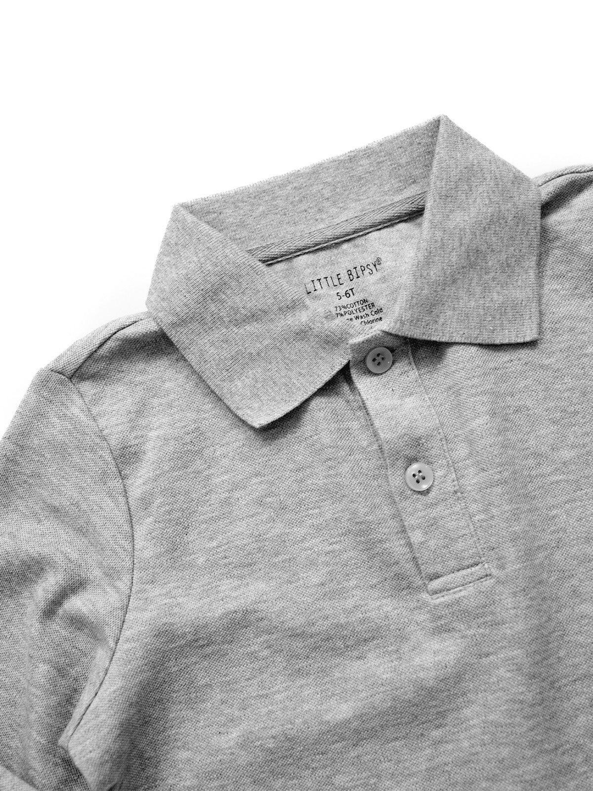 Basic Long Sleeve Polo Shirt - Grey - Little Bipsy