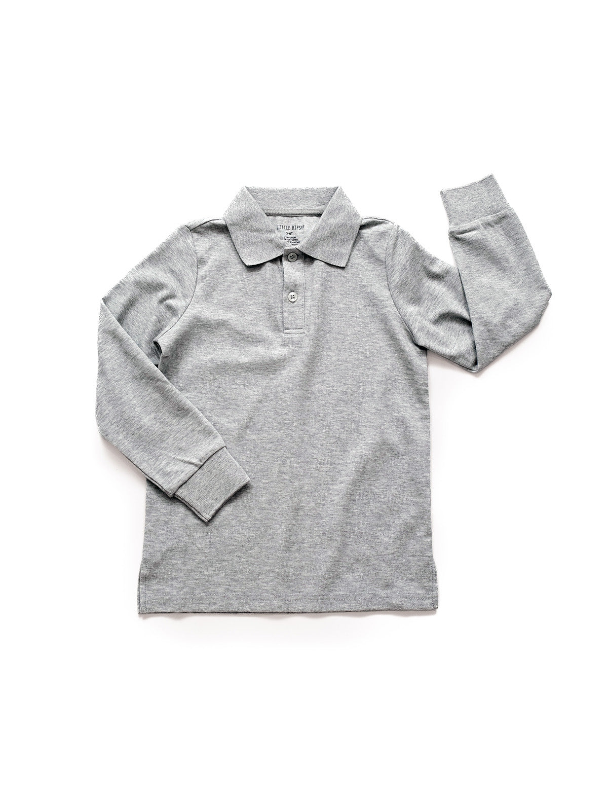 Basic Long Sleeve Polo Shirt - Grey - Little Bipsy