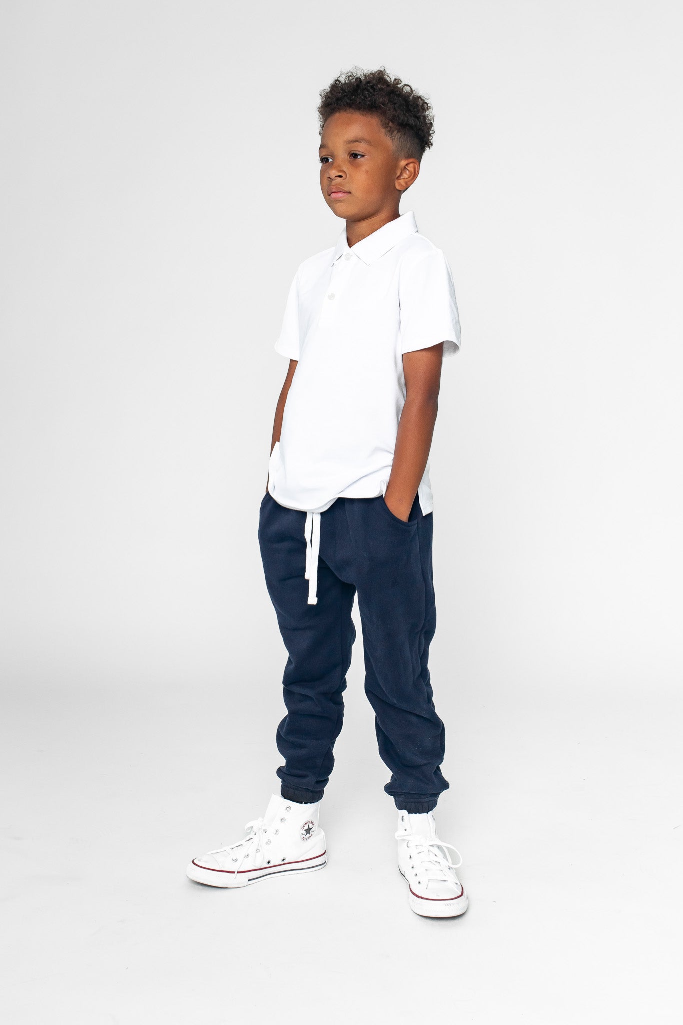 Basic Short Sleeve Polo Shirt - White - Little Bipsy