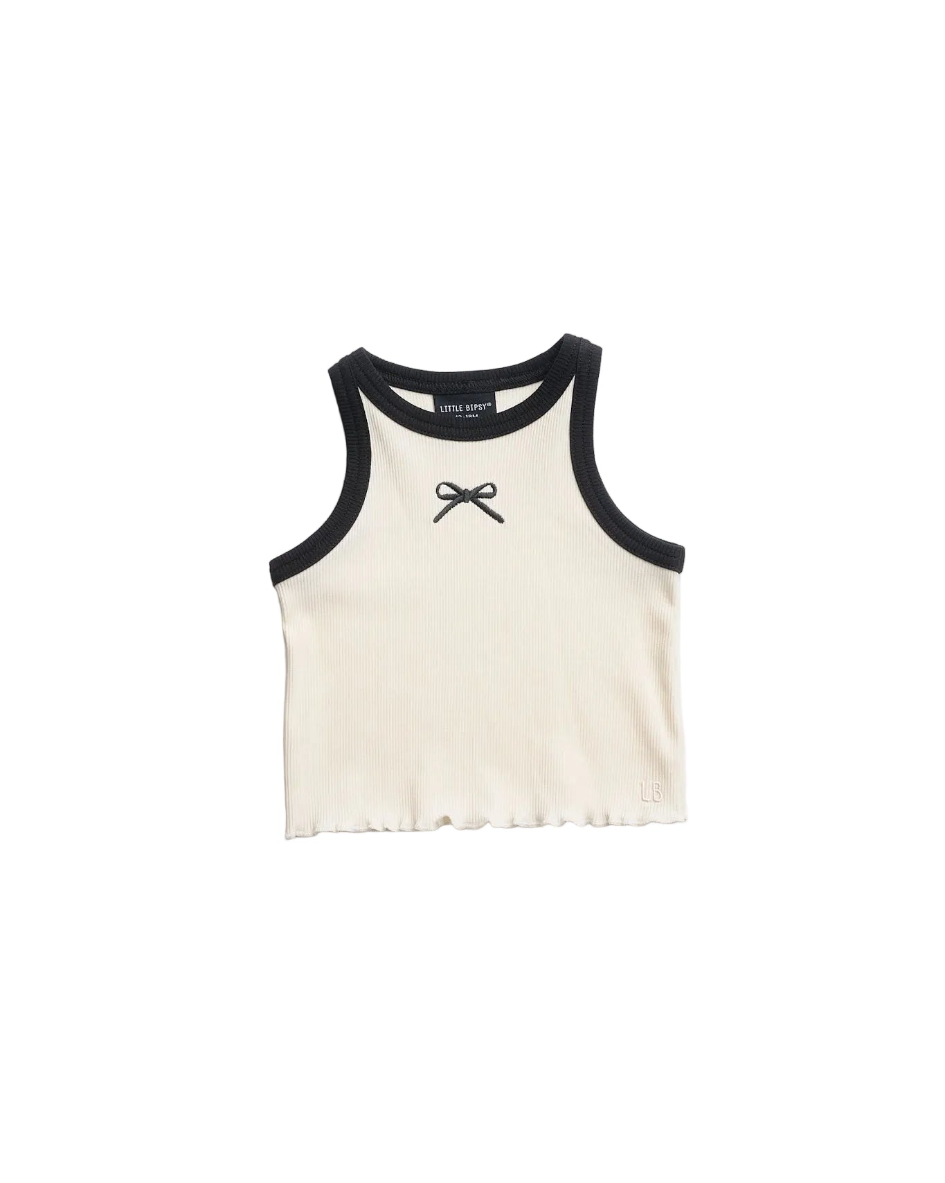 Bow Ribbed Tank - Vanilla - Little Bipsy