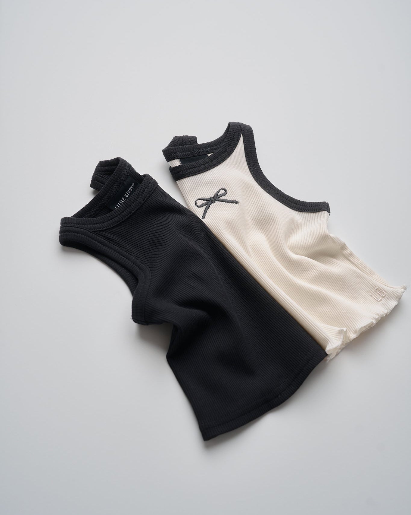 Bow Ribbed Tank - Vanilla - Little Bipsy