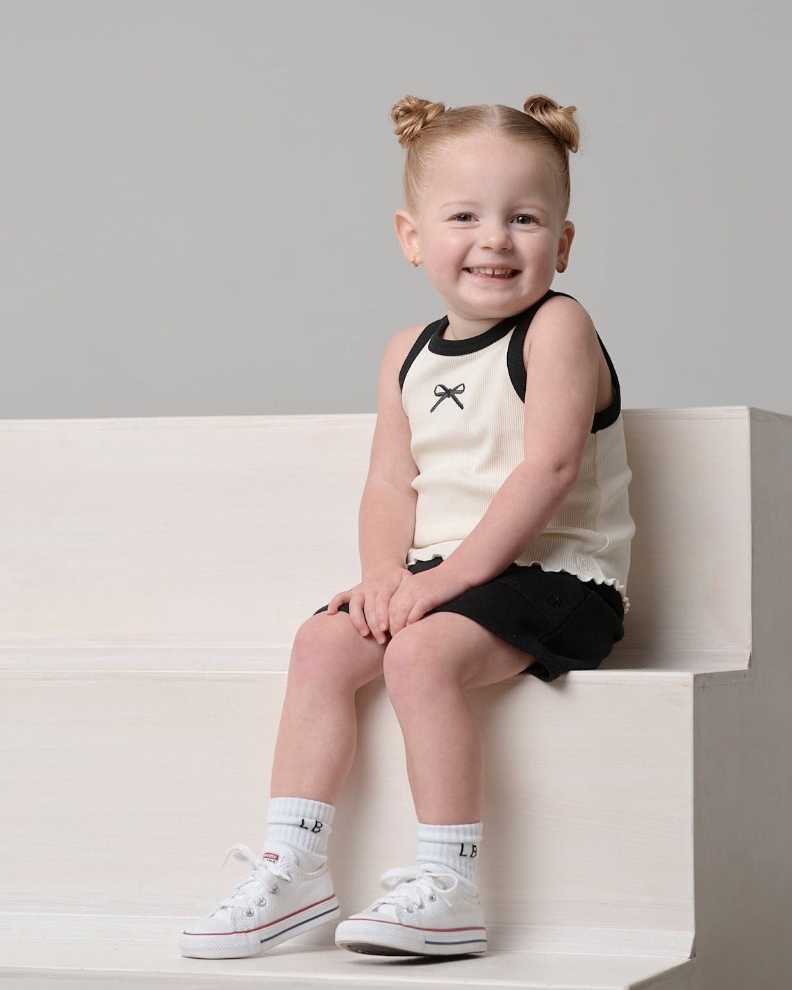 Bow Ribbed Tank - Vanilla - Little Bipsy