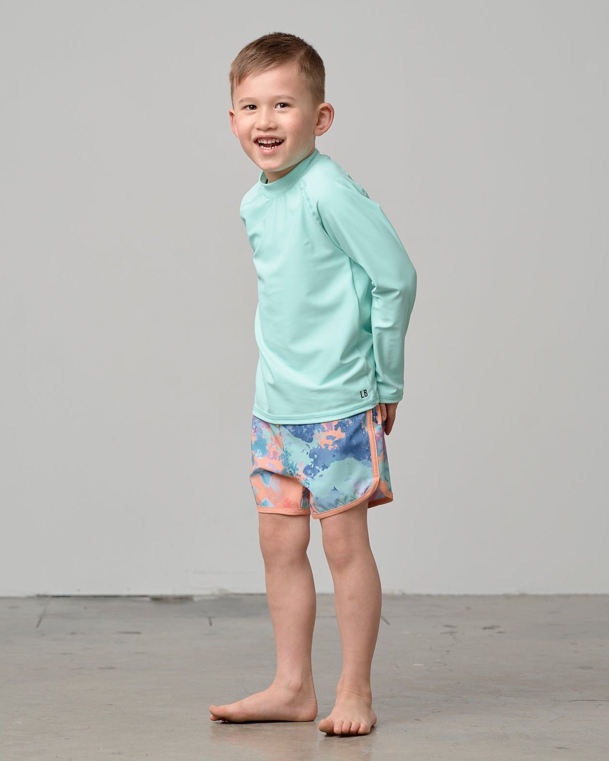 Boy's Swim Short - Melon Watercolor - Little Bipsy