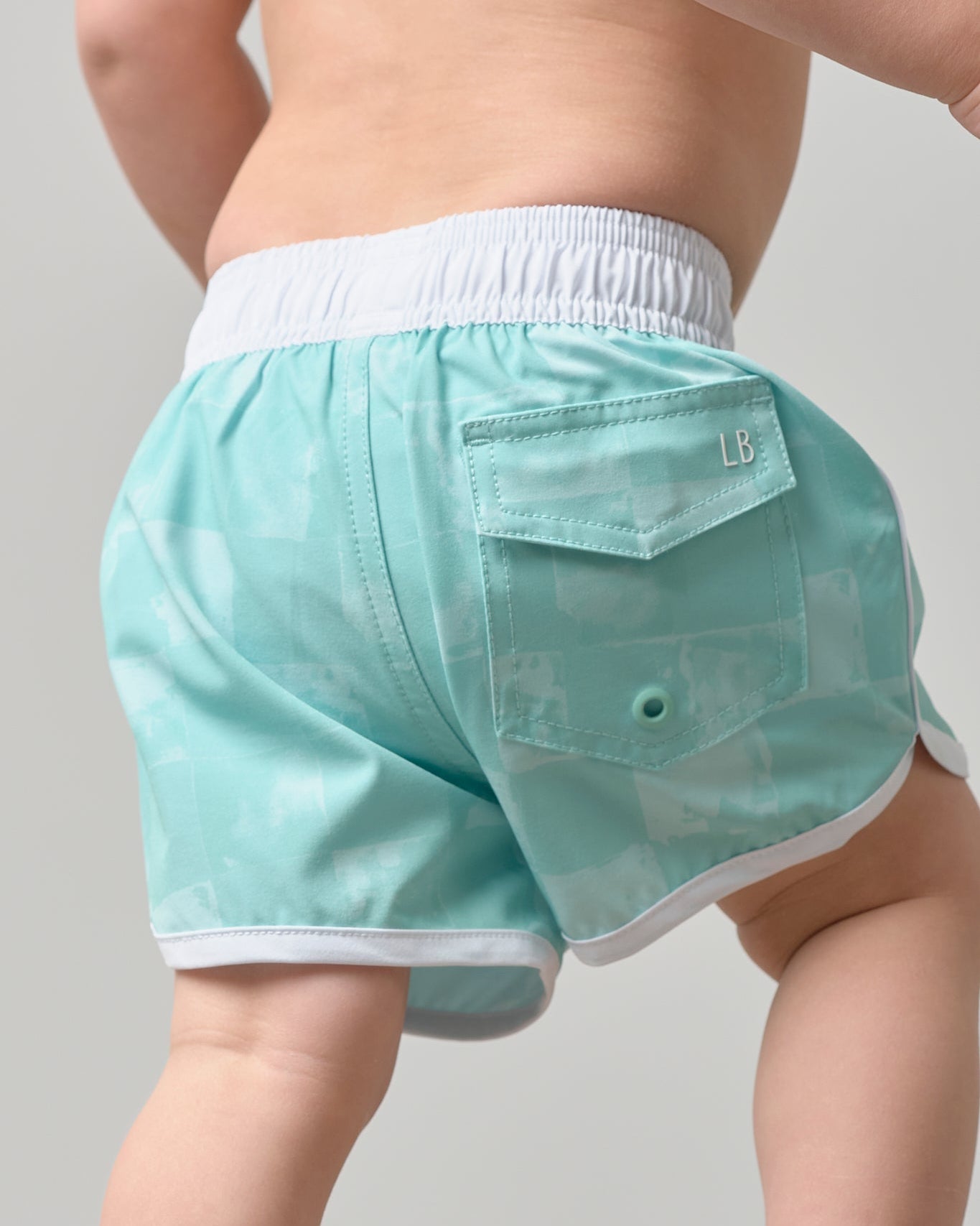 Boy's Swim Short - Mint Check - Little Bipsy