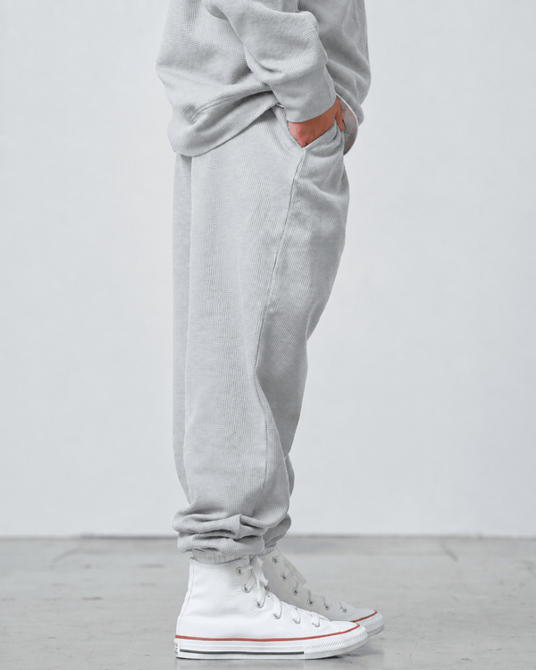 Brushed Waffle Relaxed Sweatpant - Light Grey - Little Bipsy