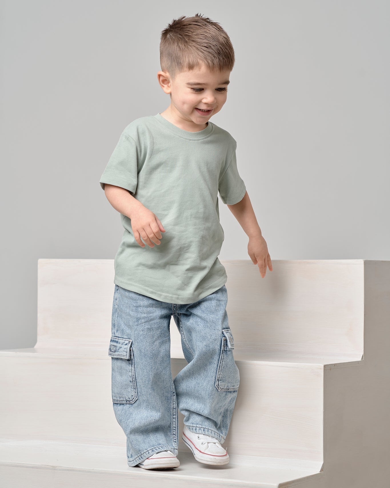 Cargo Denim Straight Leg - Light Wash - Little Bipsy