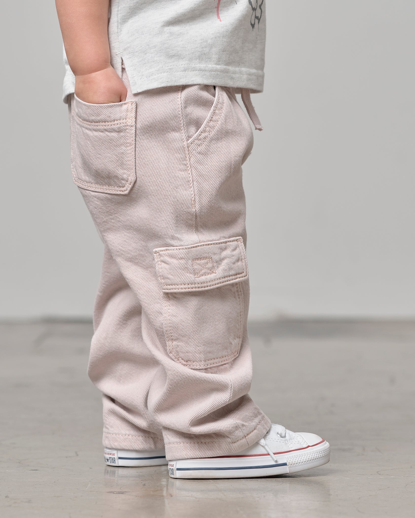 Cargo Denim Straight Leg - Purple Wash - Little Bipsy