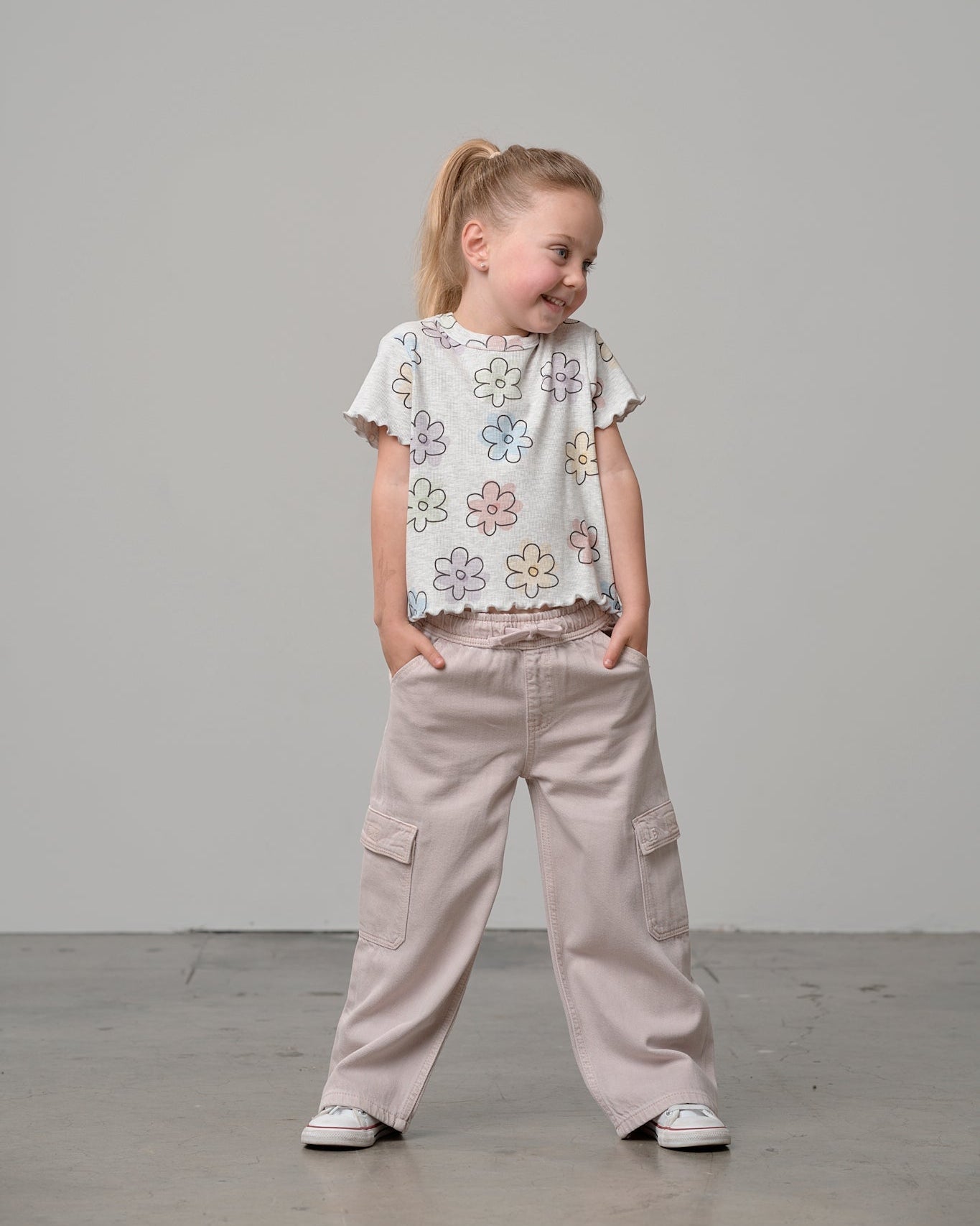 Cargo Denim Straight Leg - Purple Wash - Little Bipsy