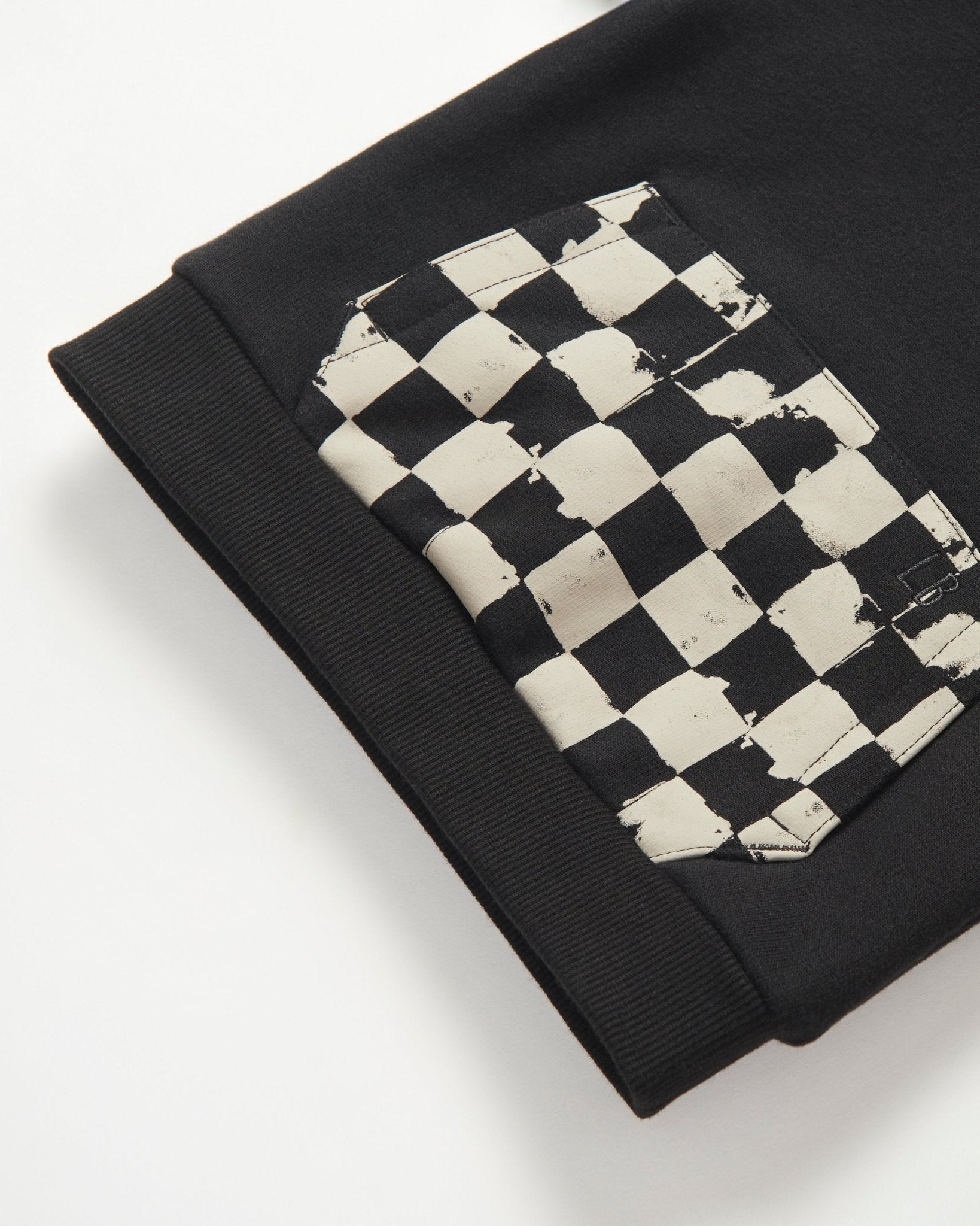 Check Pocket Elevated Hoodie - Black/Mushroom Check - Little Bipsy