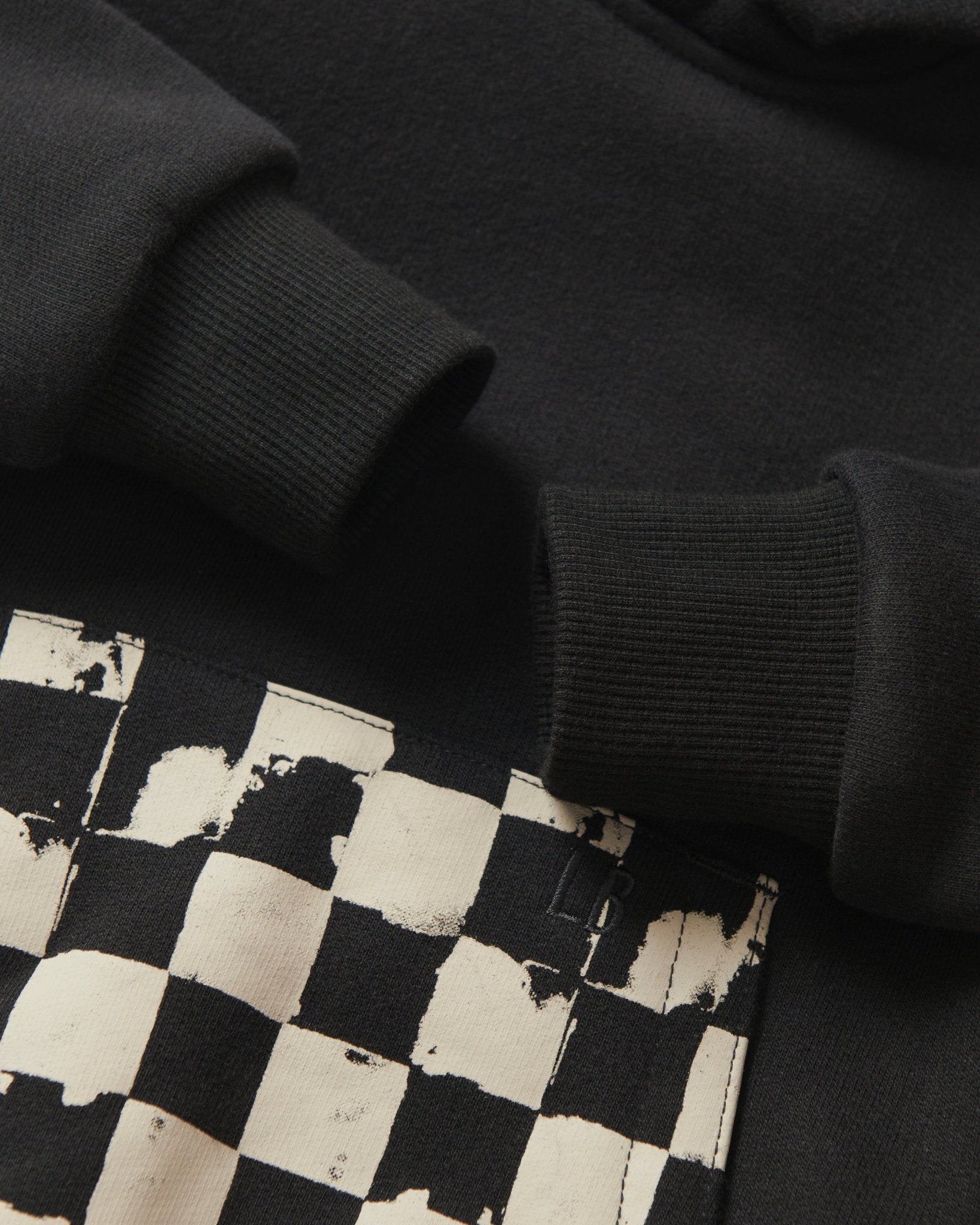Check Pocket Elevated Hoodie - Black/Mushroom Check - Little Bipsy