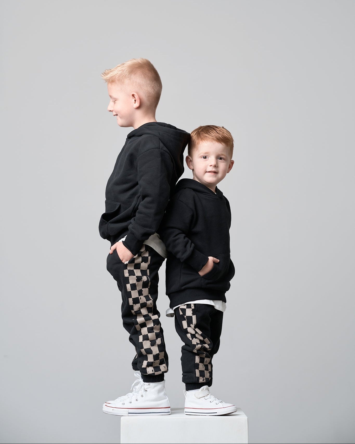 Check Stripe Elevated Sweatpant - Black - Little Bipsy