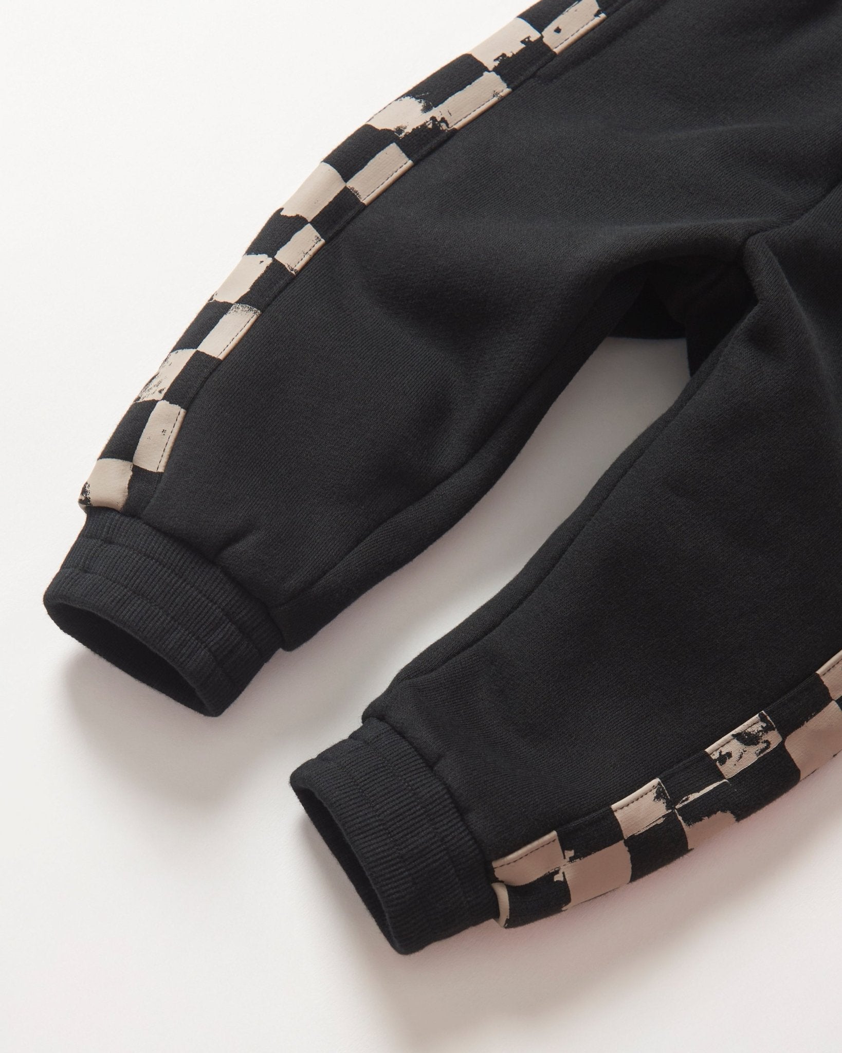 Check Stripe Elevated Sweatpant - Black - Little Bipsy